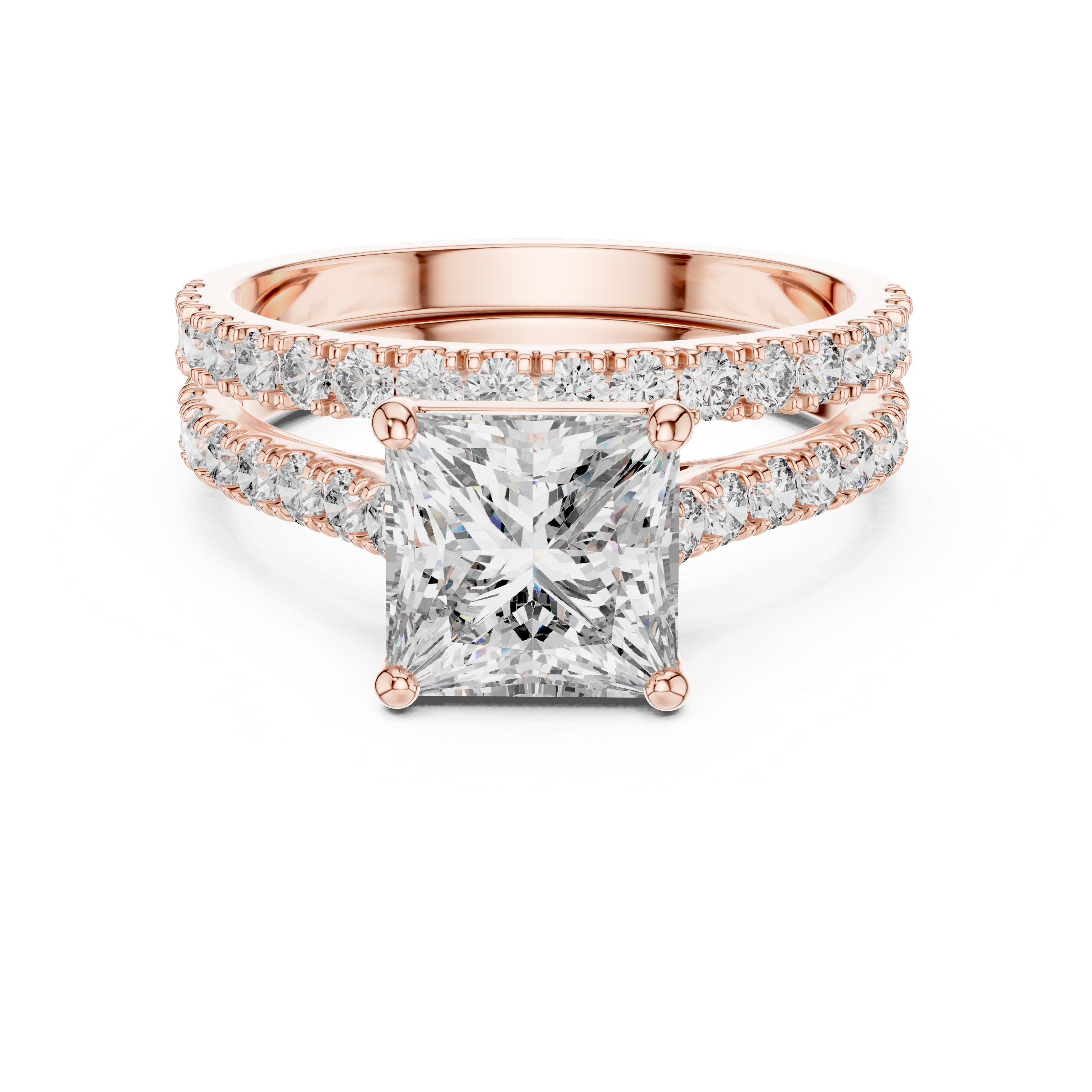 2.4 Carat Princess Cut Moissanite Ring with Band