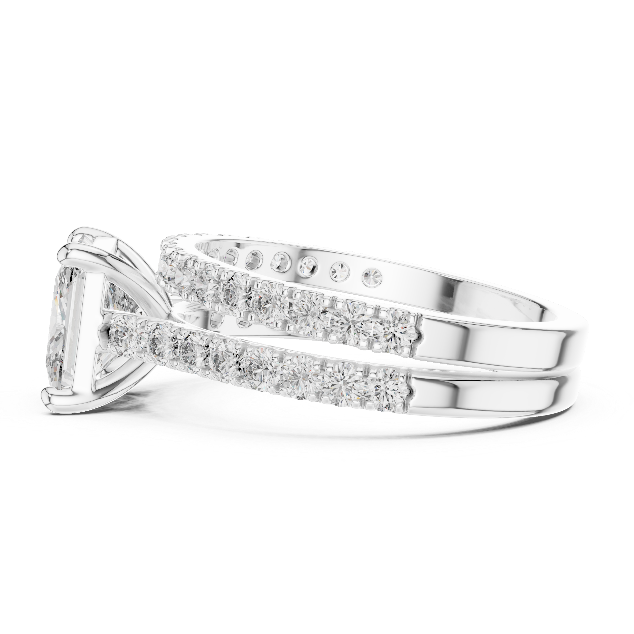 2.4 Carat Princess Cut Moissanite Ring with Band