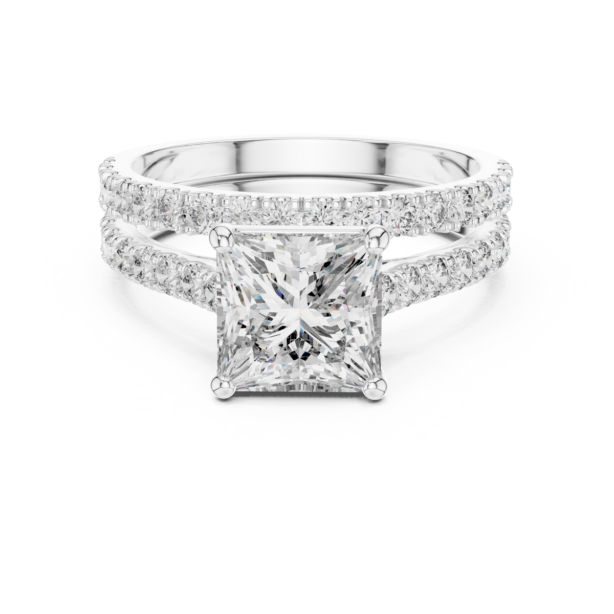 2.4 Carat Princess Cut Moissanite Ring with Band