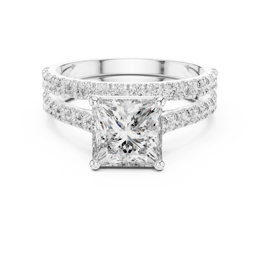 2.4 Carat Princess Cut Moissanite Ring with Band