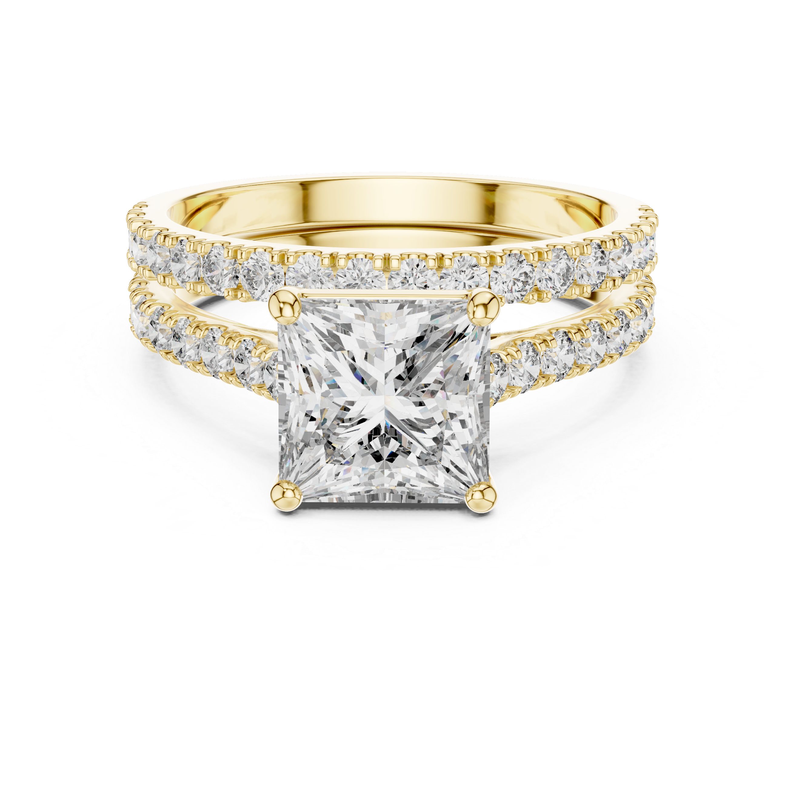 2.4 Carat Princess Cut Moissanite Ring with Band
