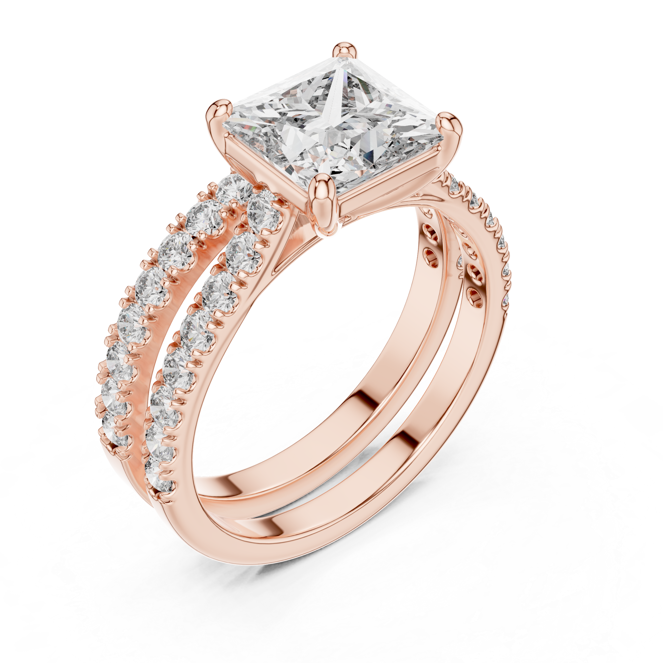 2.4 Carat Princess Cut Moissanite Ring with Band