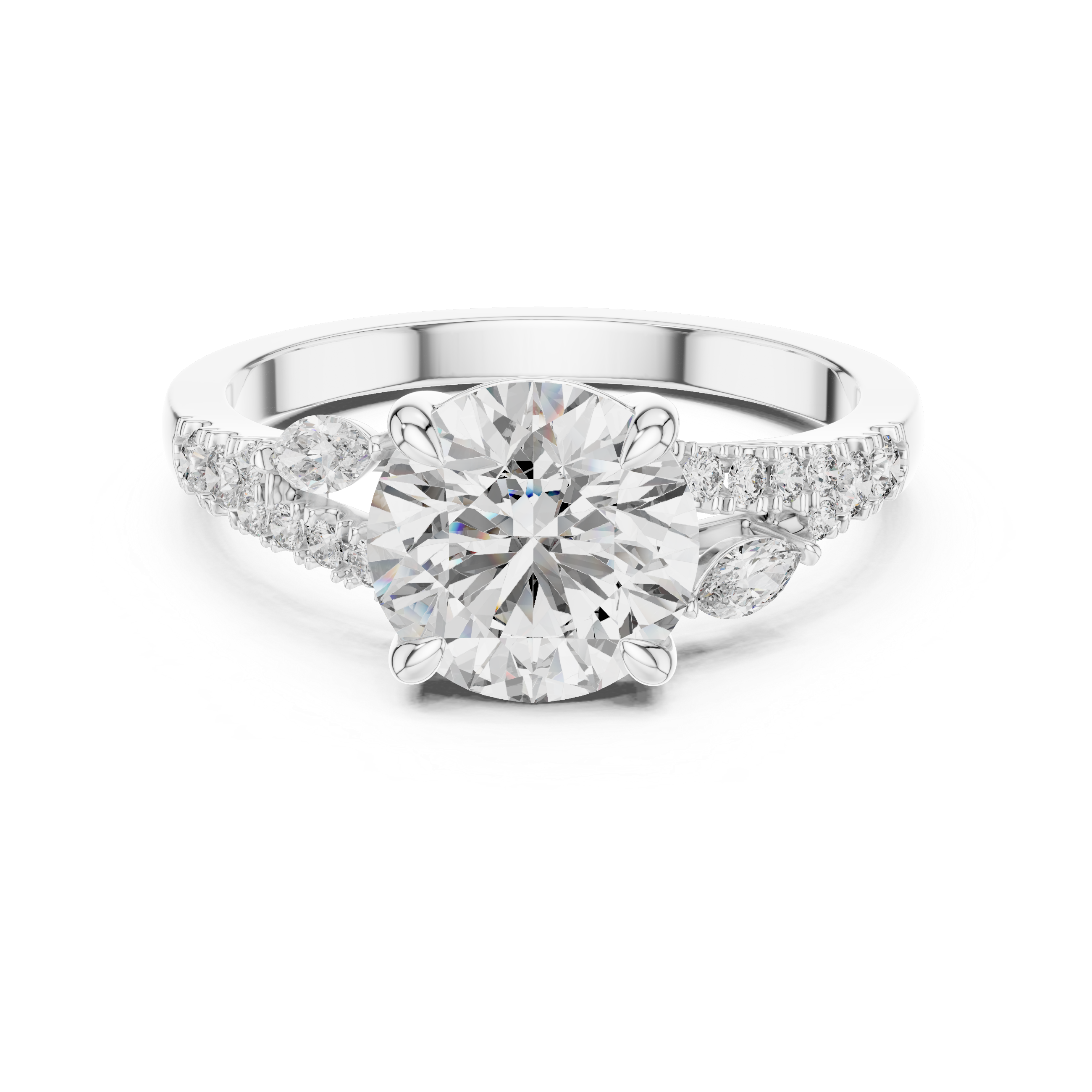 2.2 Carat Lux Band Round Cut Moissanite Ring