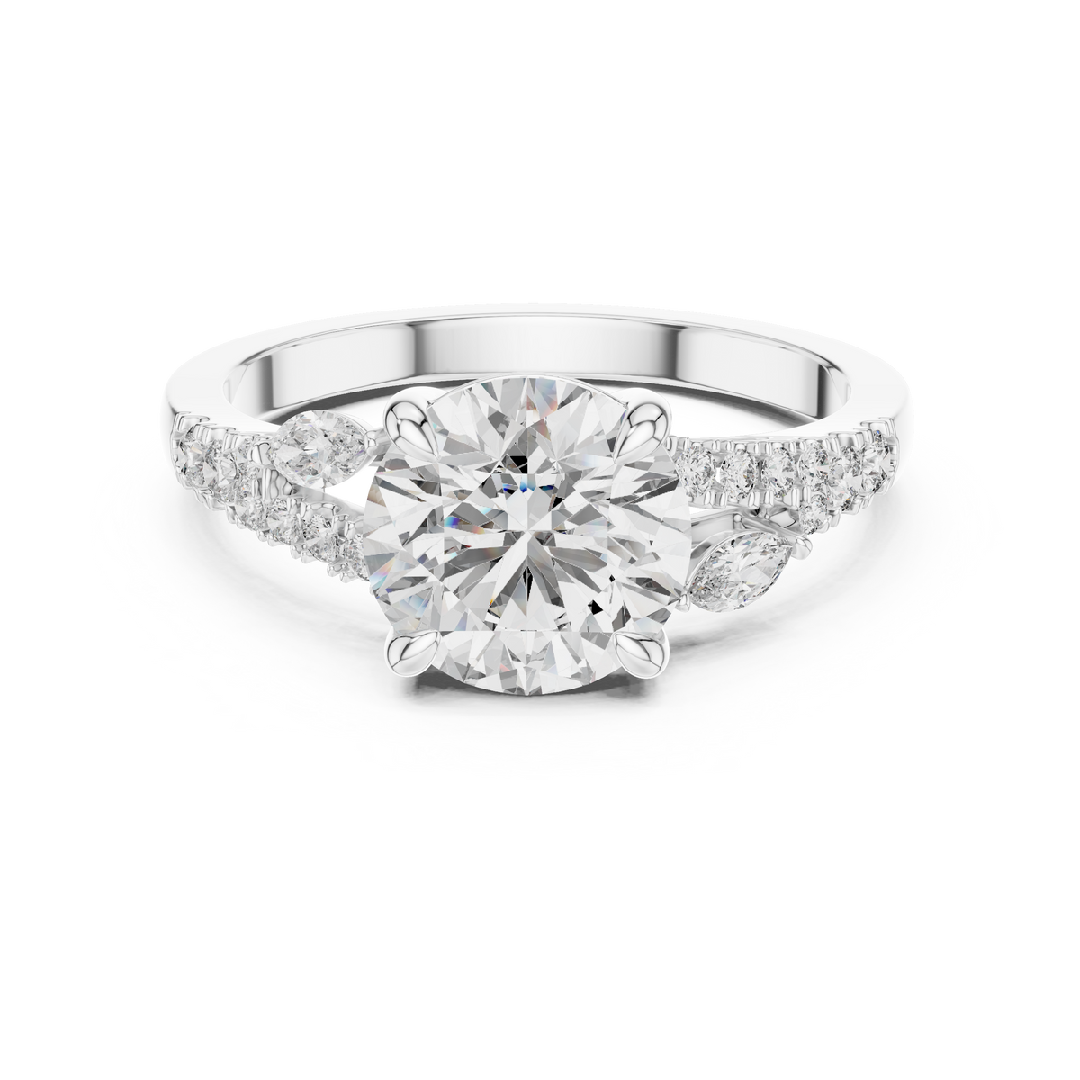 2.2 Carat Lux Band Round Cut Moissanite Ring