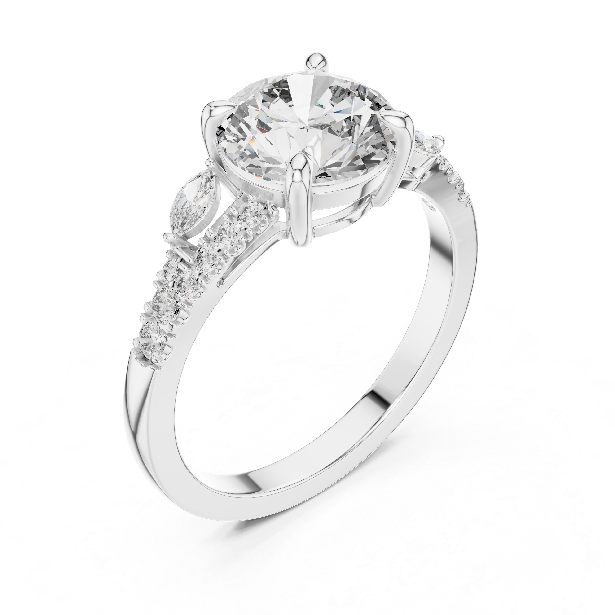 2.2 Carat Lux Band Round Cut Moissanite Ring