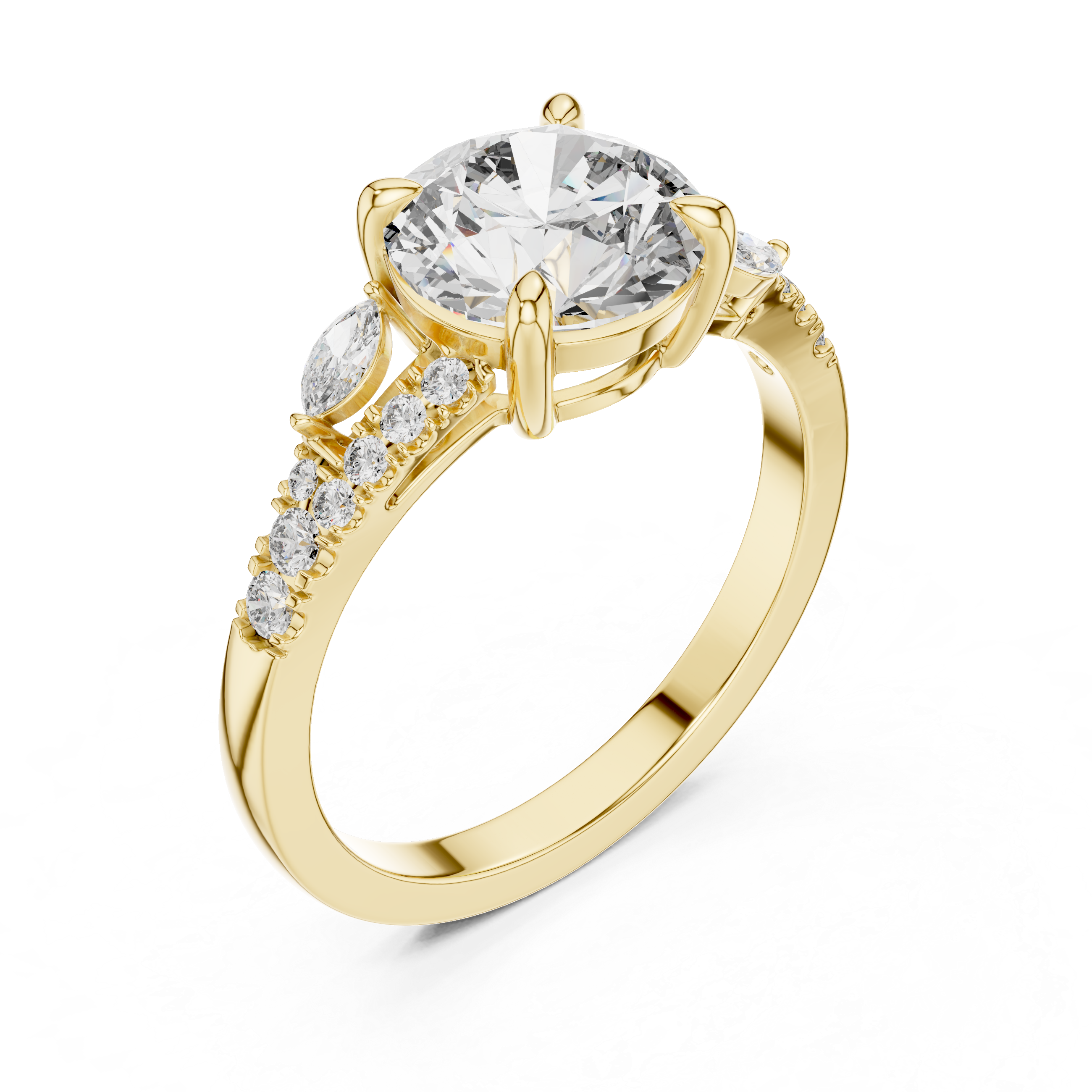 2.2 Carat Lux Band Round Cut Moissanite Ring