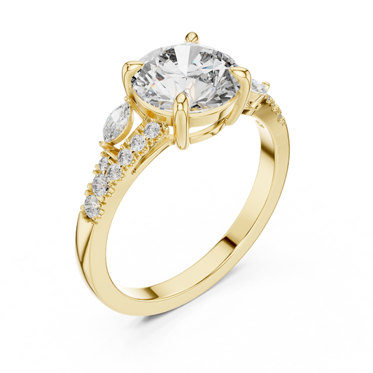 2.2 Carat Lux Band Round Cut Moissanite Ring