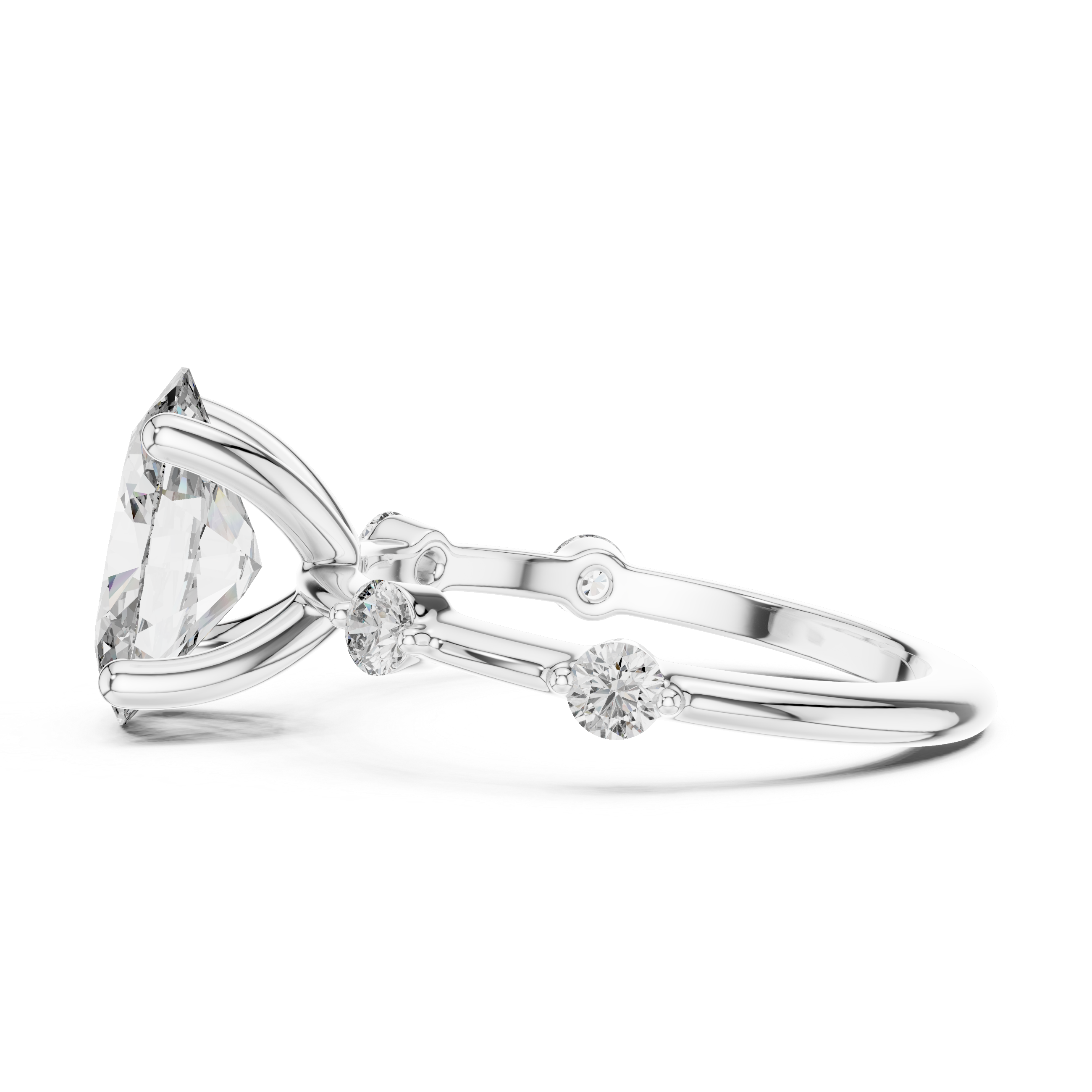 2.2 Carat Fancy Oval Cut Moissanite Ring