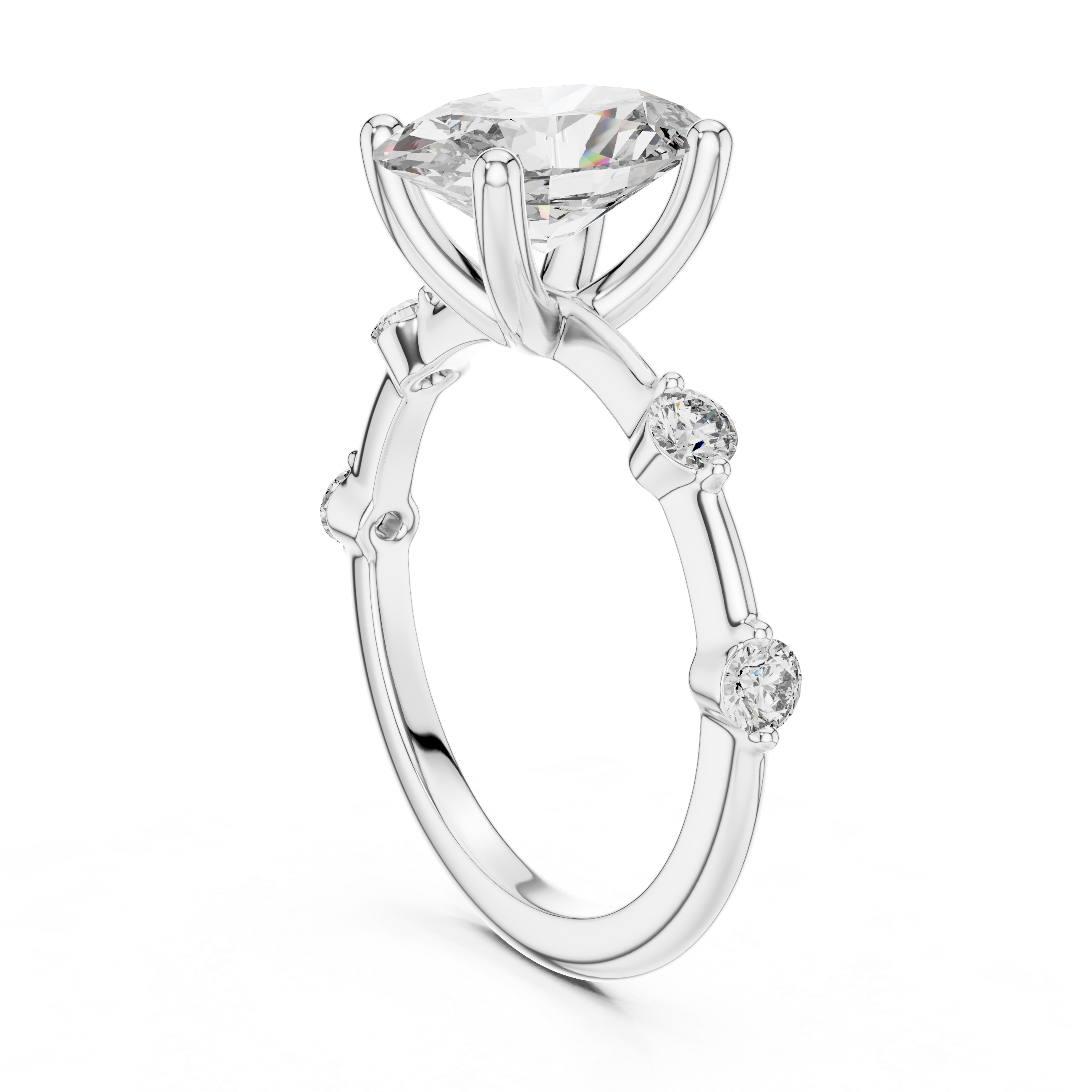 2.2 Carat Fancy Oval Cut Moissanite Ring