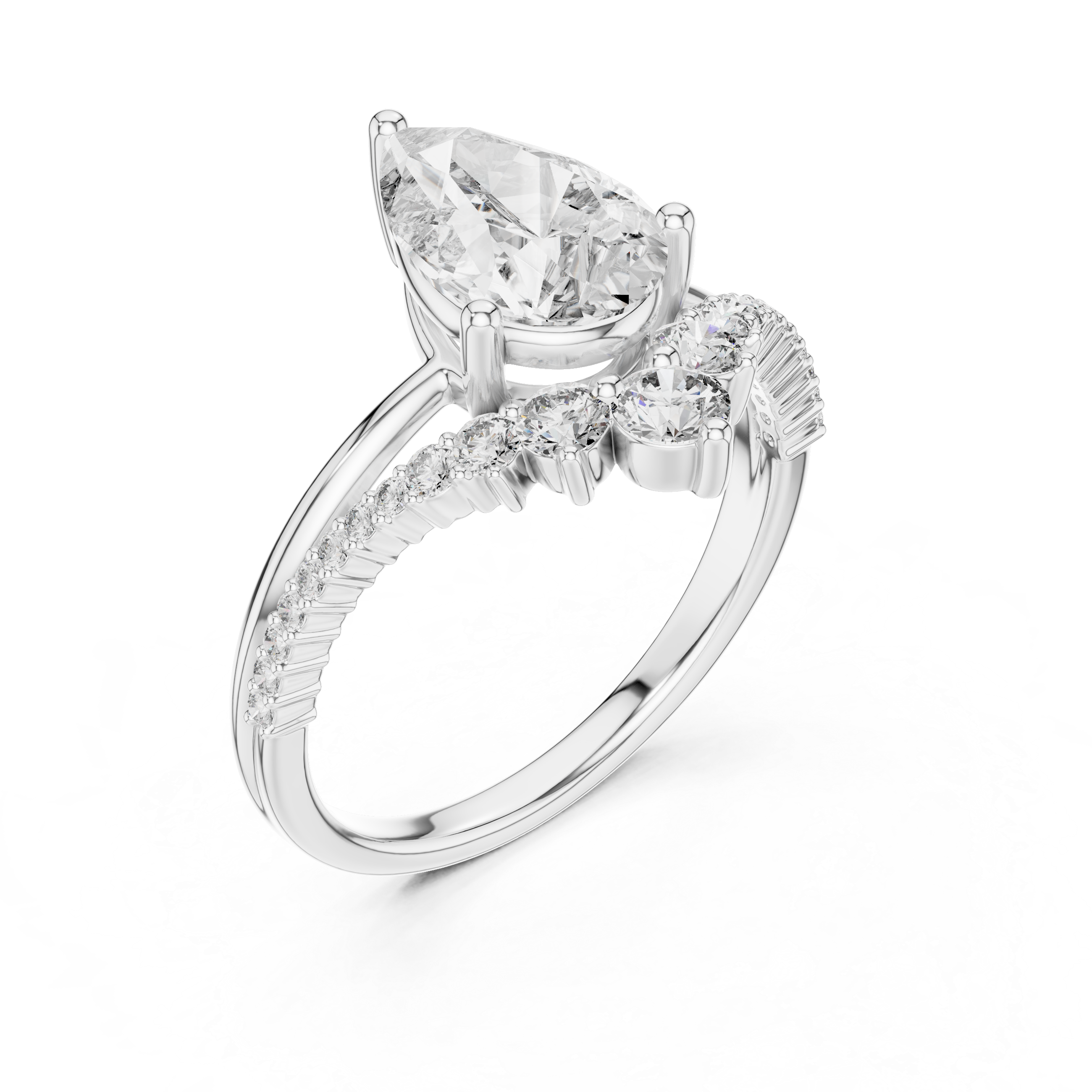 2.3 Carat Designer Pear Cut Moissanite Ring