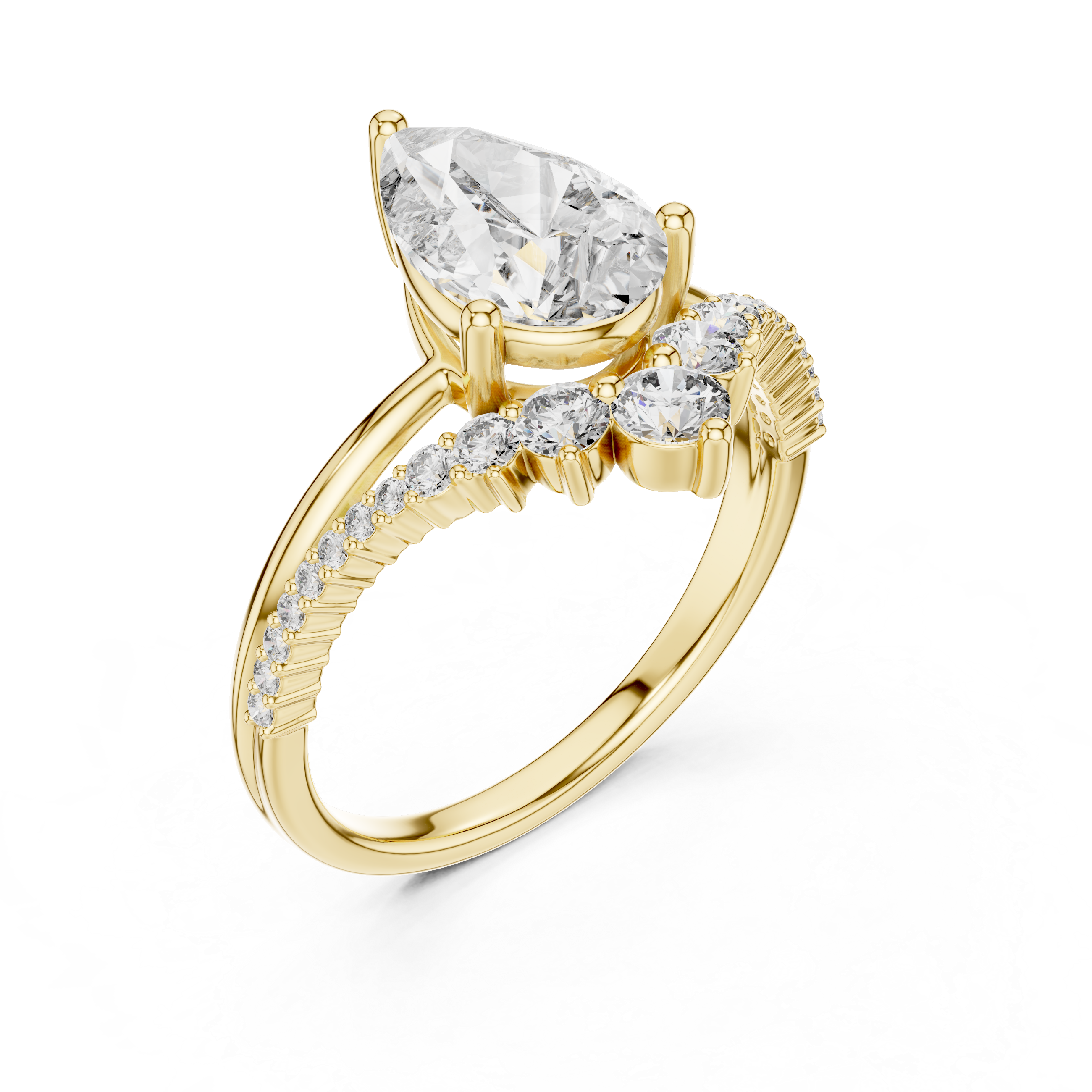 2.3 Carat Designer Pear Cut Moissanite Ring