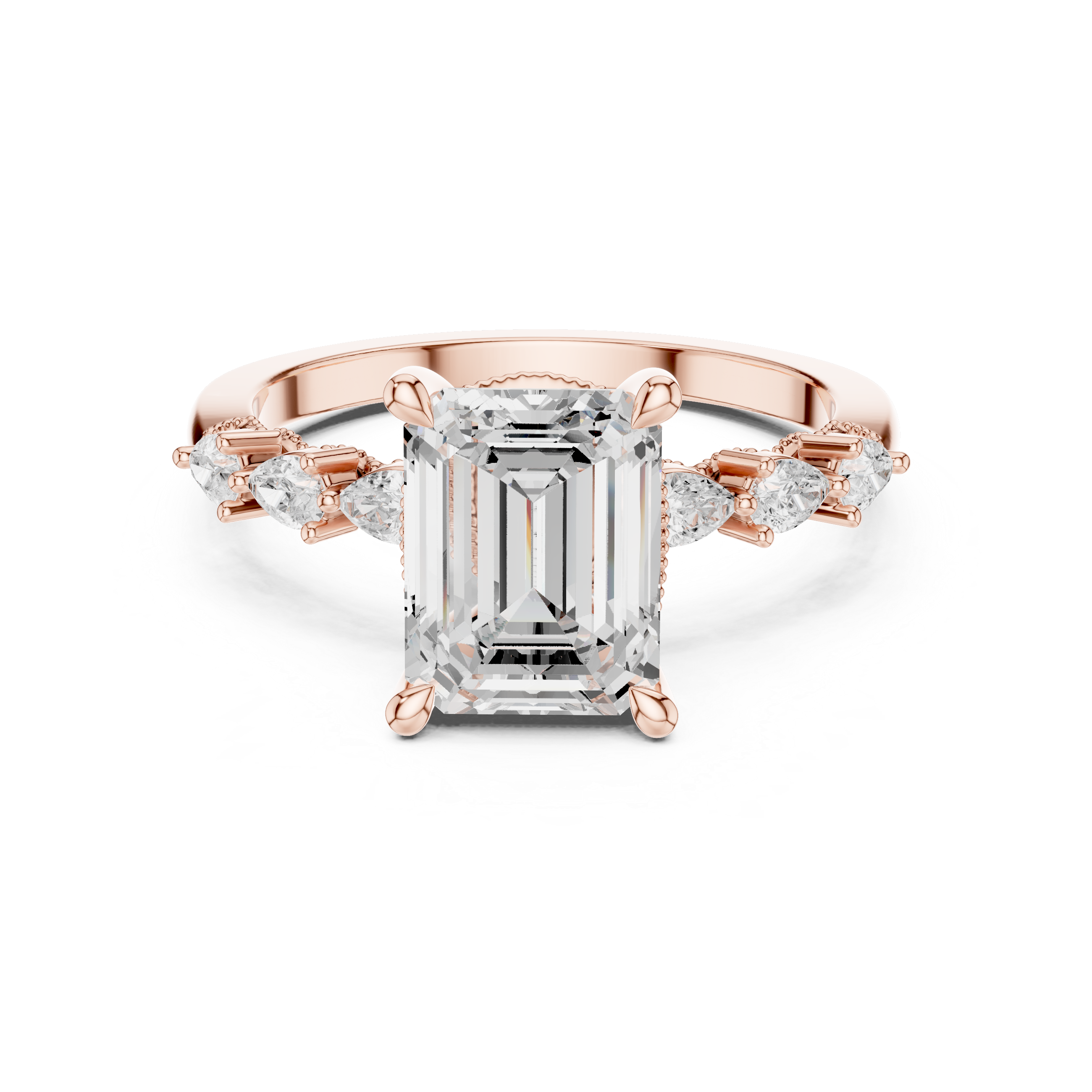 2.4 Carat Exquisite Emerald Cut Moissanite Ring