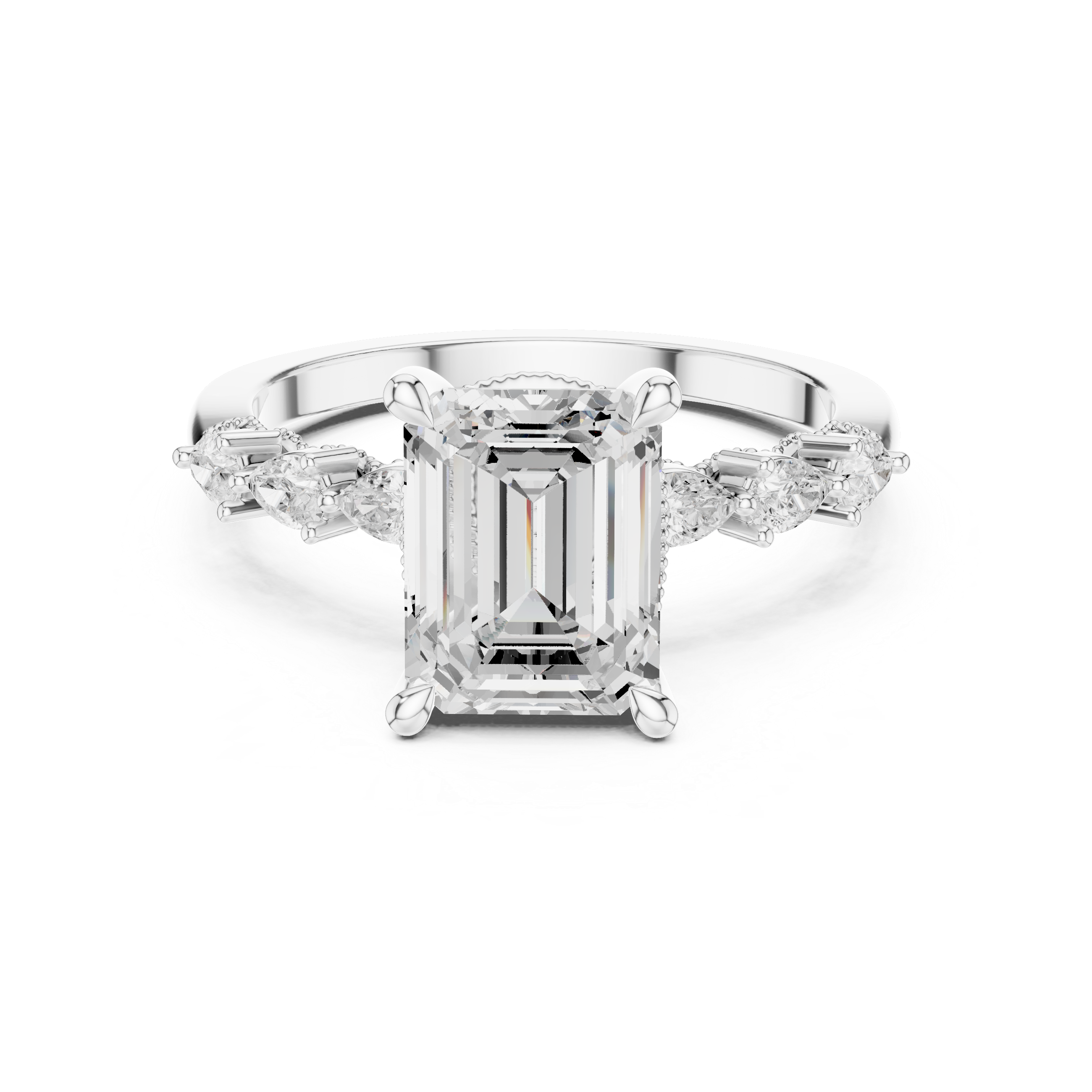2.4 Carat Exquisite Emerald Cut Moissanite Ring