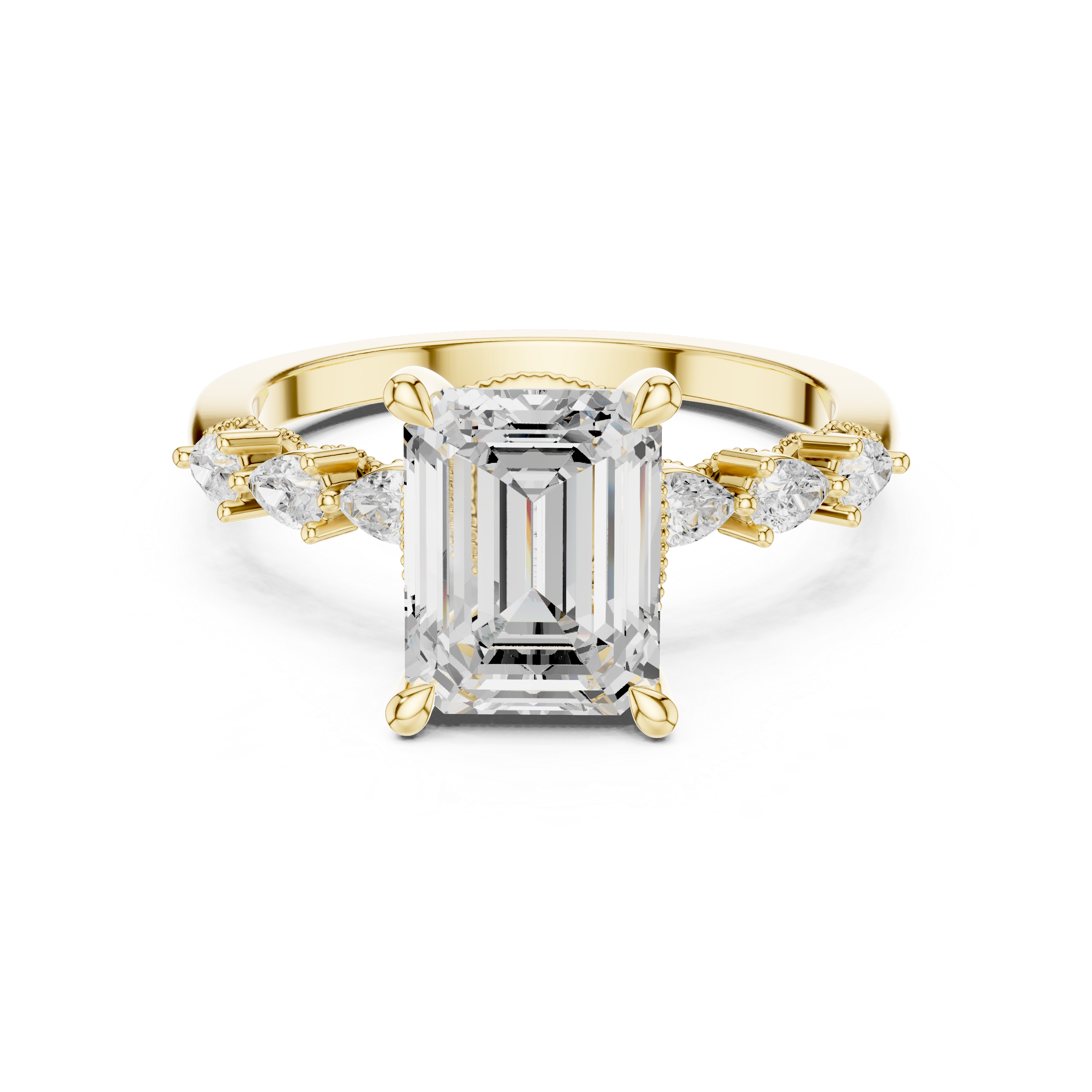 2.4 Carat Exquisite Emerald Cut Moissanite Ring