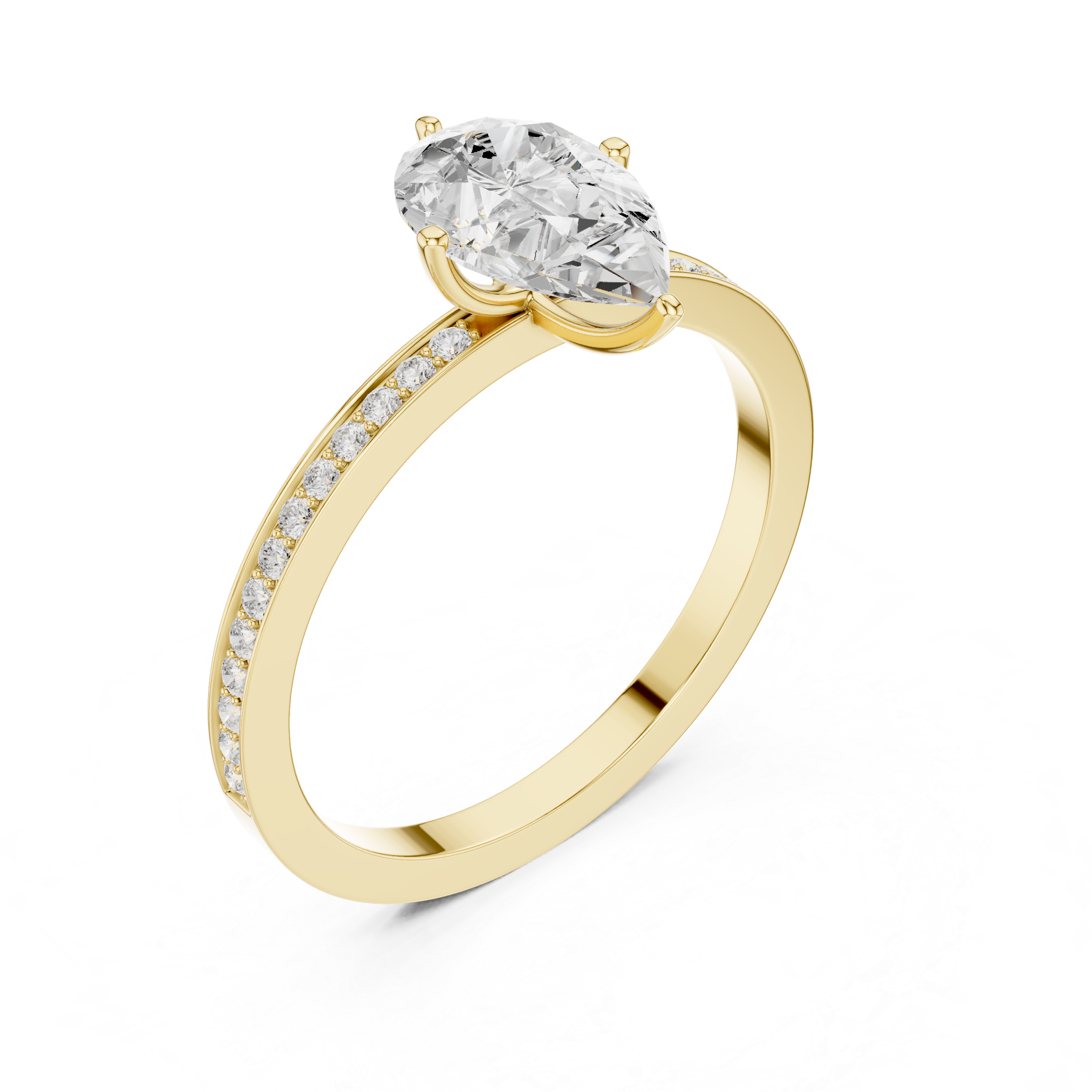 1.3 Carat Pear cut fine Moissanite Ring