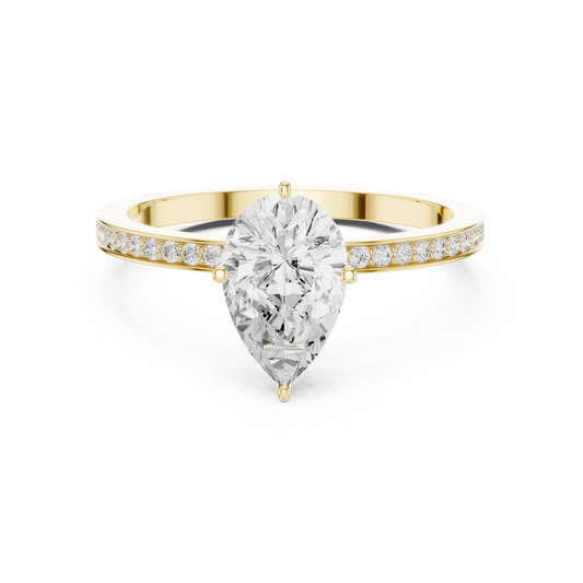 1.3 Carat Pear cut fine Moissanite Ring