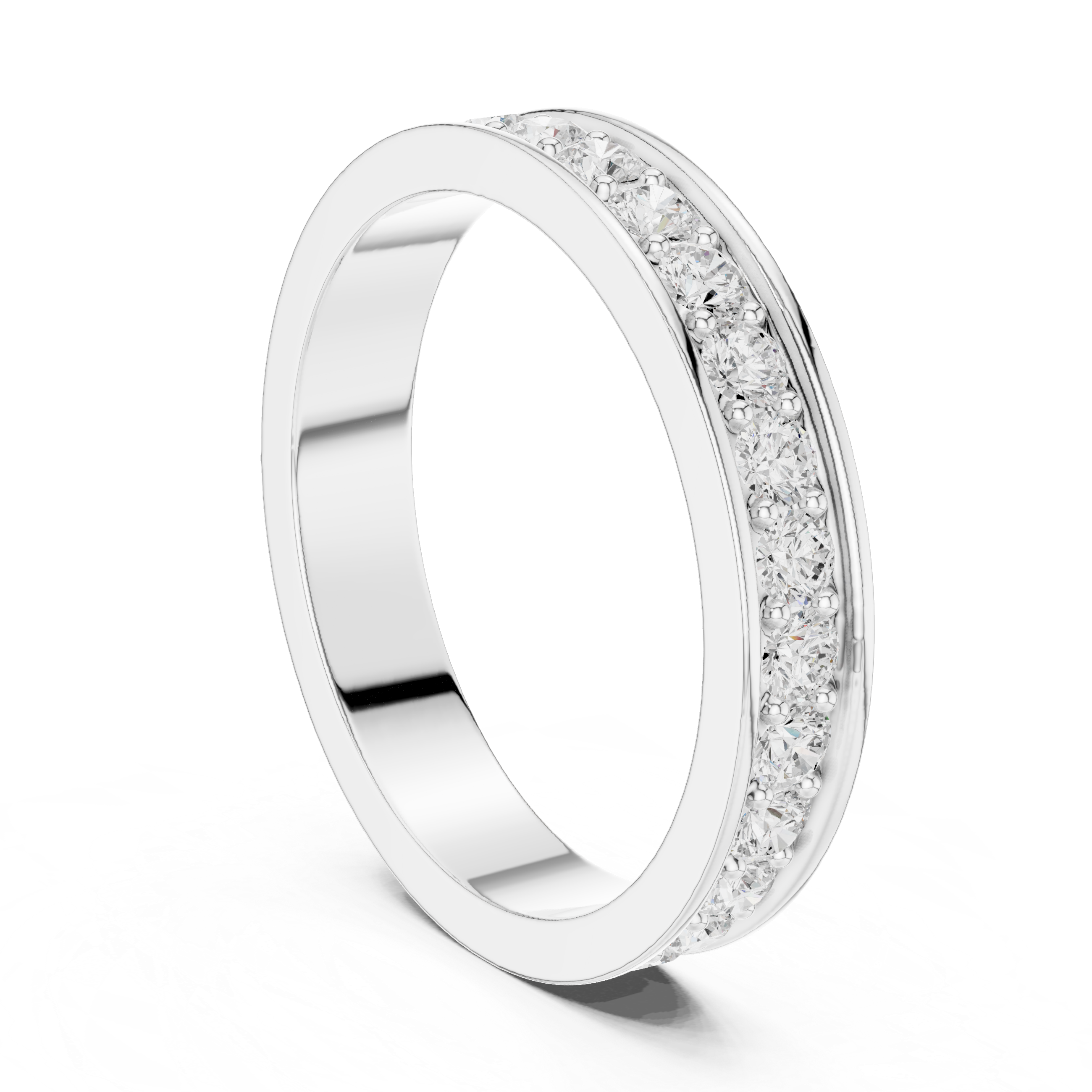 3.6 mm Round cut fine Moissanite Band