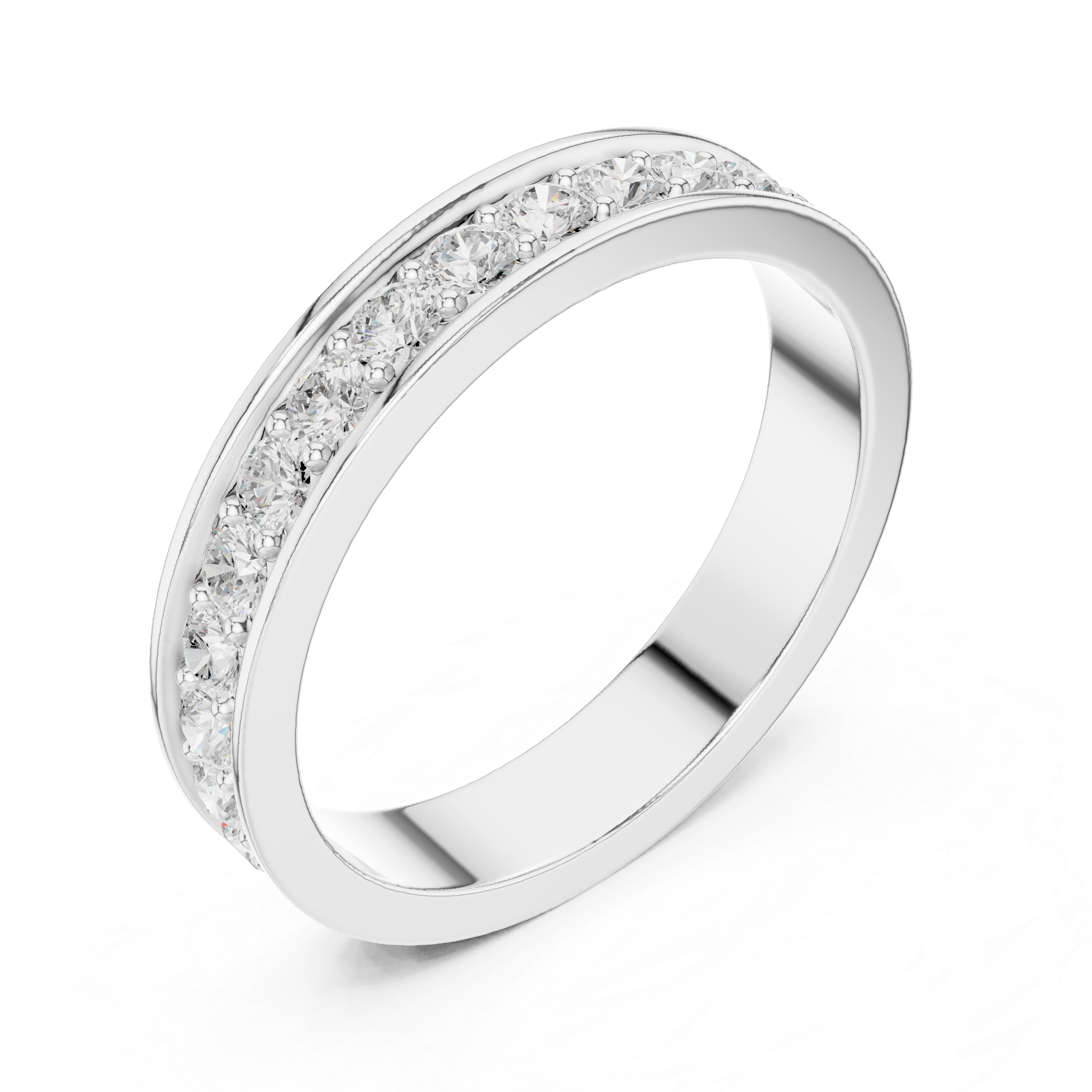 3.6 mm Round cut fine Moissanite Band