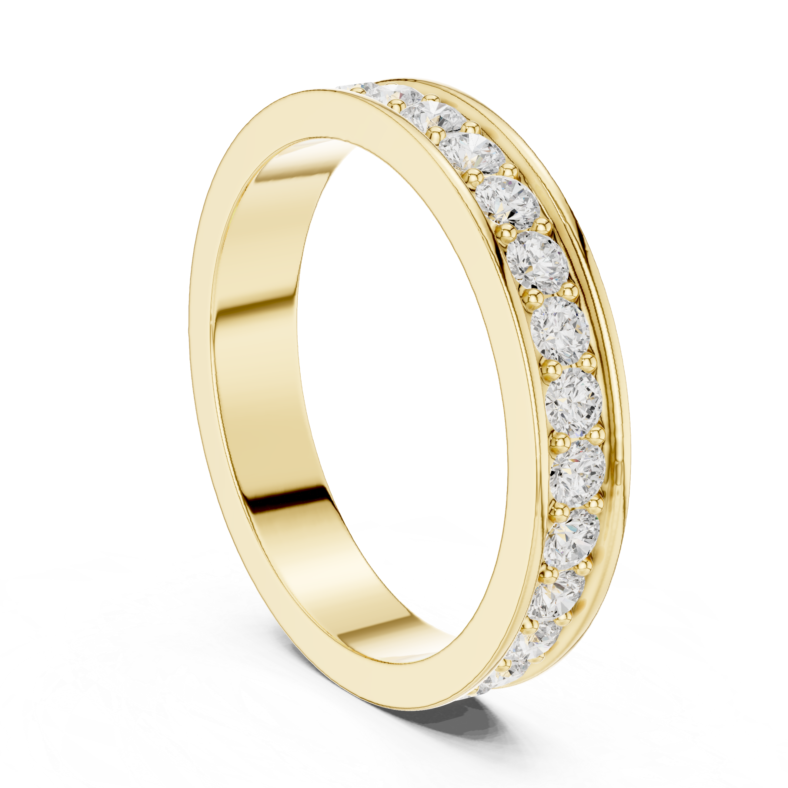 3.6 mm Round cut fine Moissanite Band