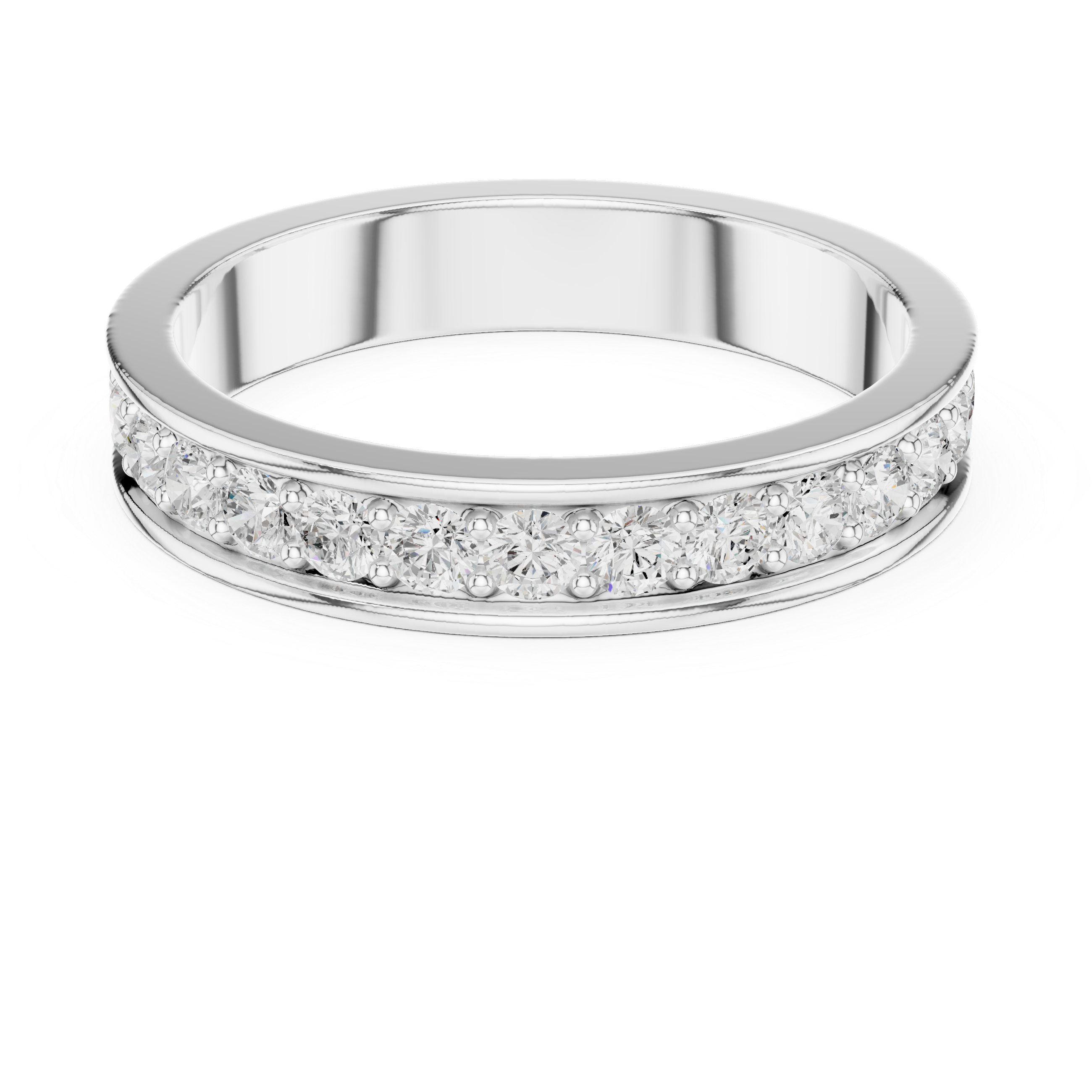 3.6 mm Round cut fine Moissanite Band