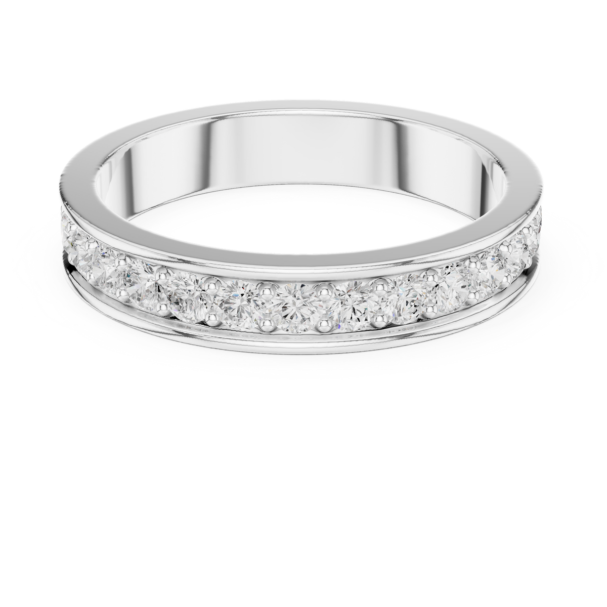 3.6 mm Round cut fine Moissanite Band