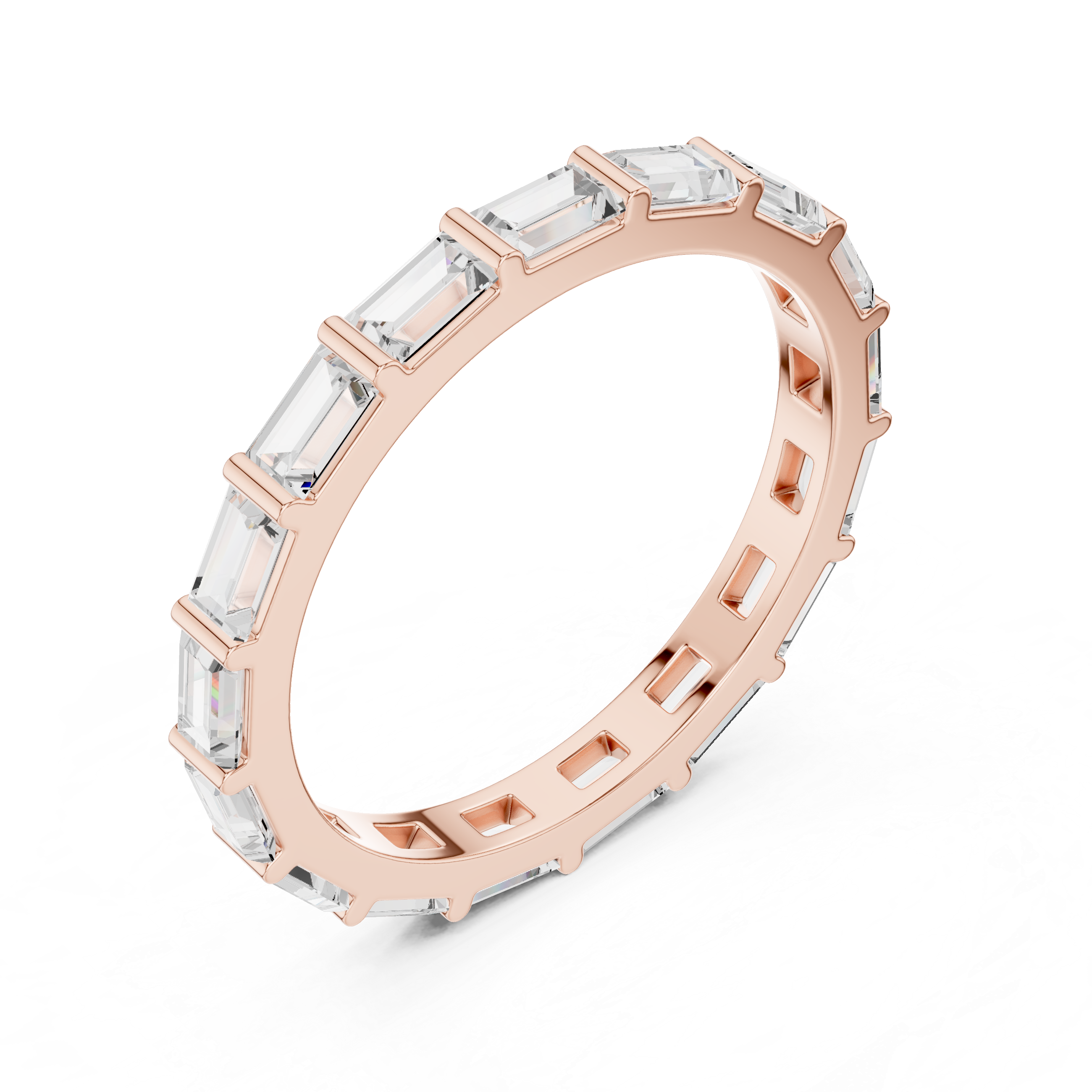 2.2 mm Baguette or Emerald cut Moissanite Band