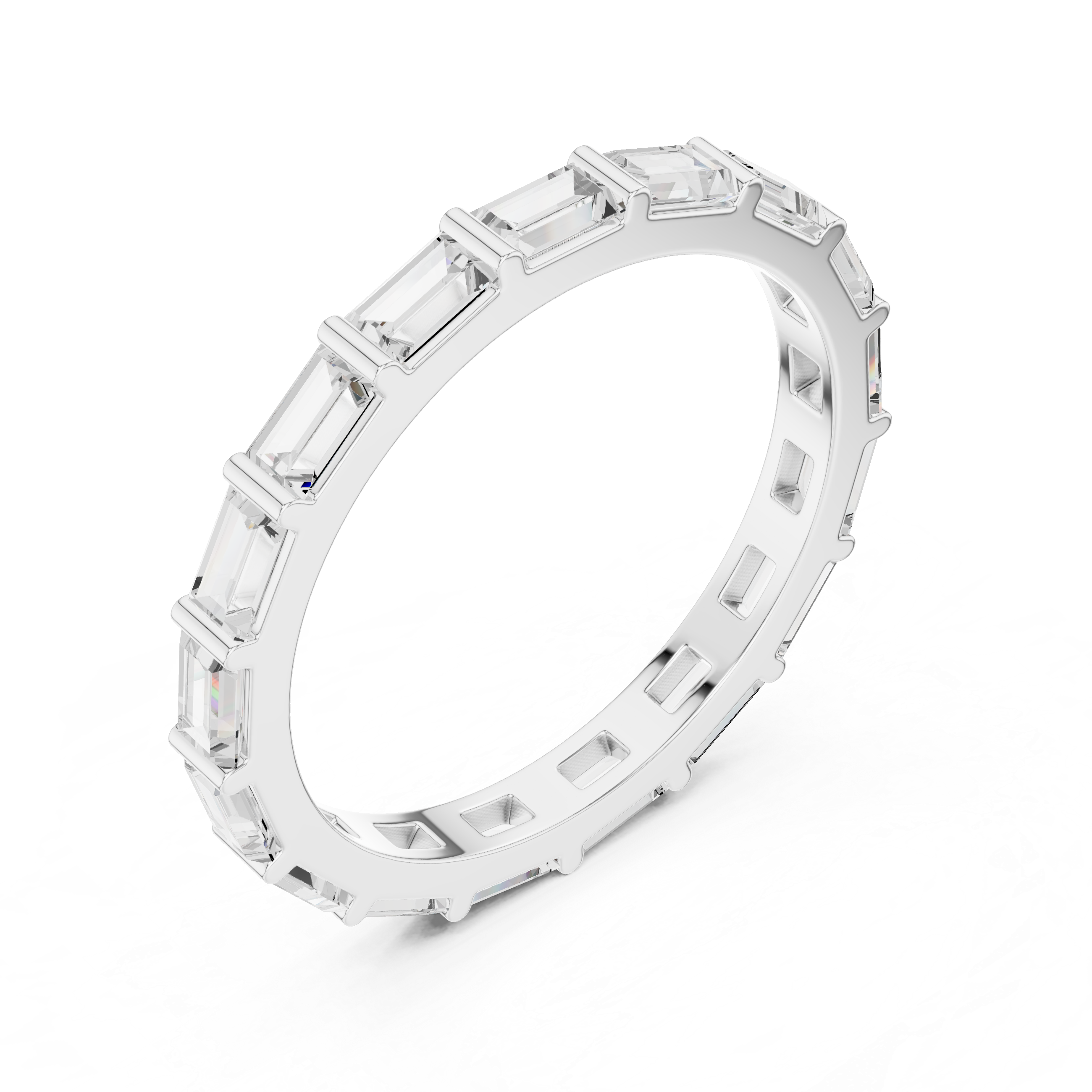 2.2 mm Baguette or Emerald cut Moissanite Band