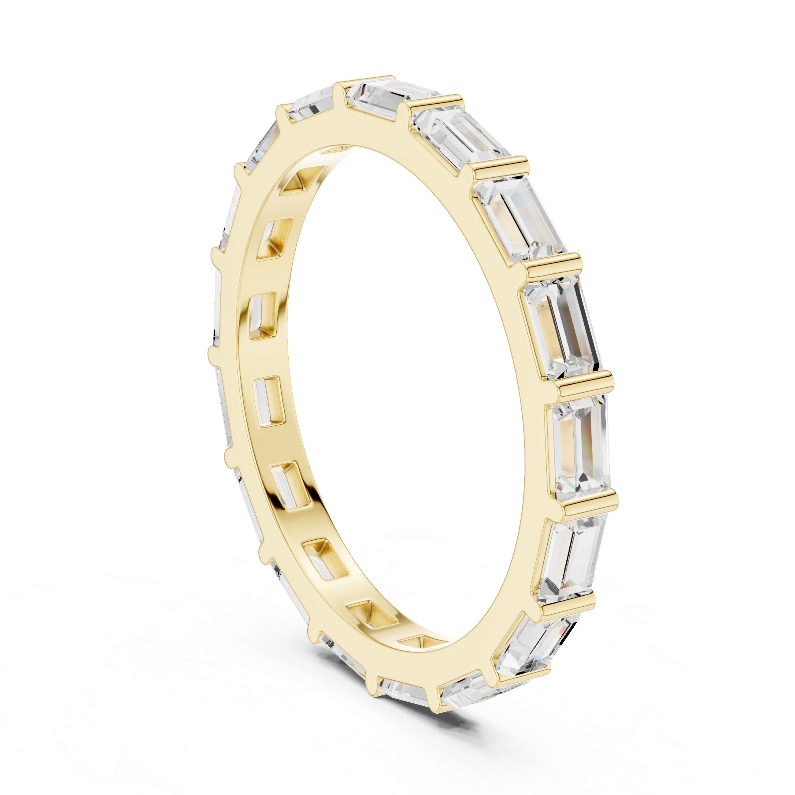 2.2 mm Baguette or Emerald cut Moissanite Band