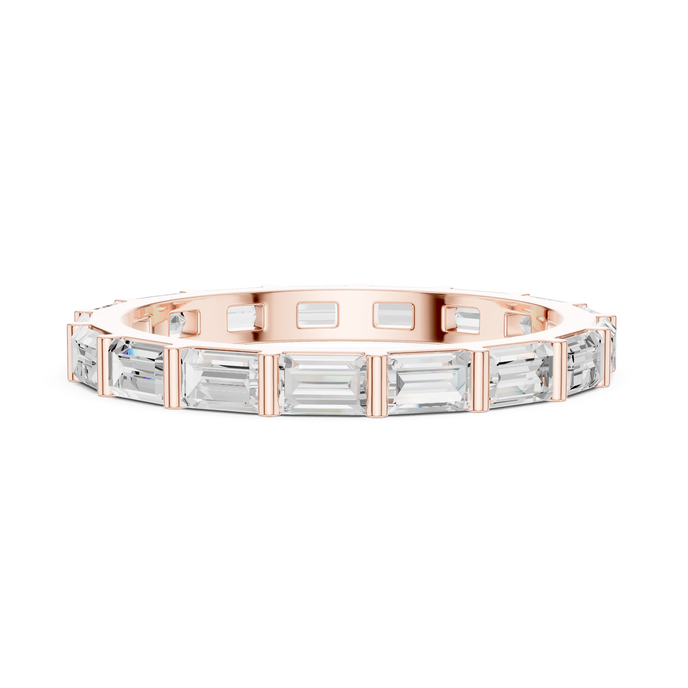 2.2 mm Baguette or Emerald cut Moissanite Band