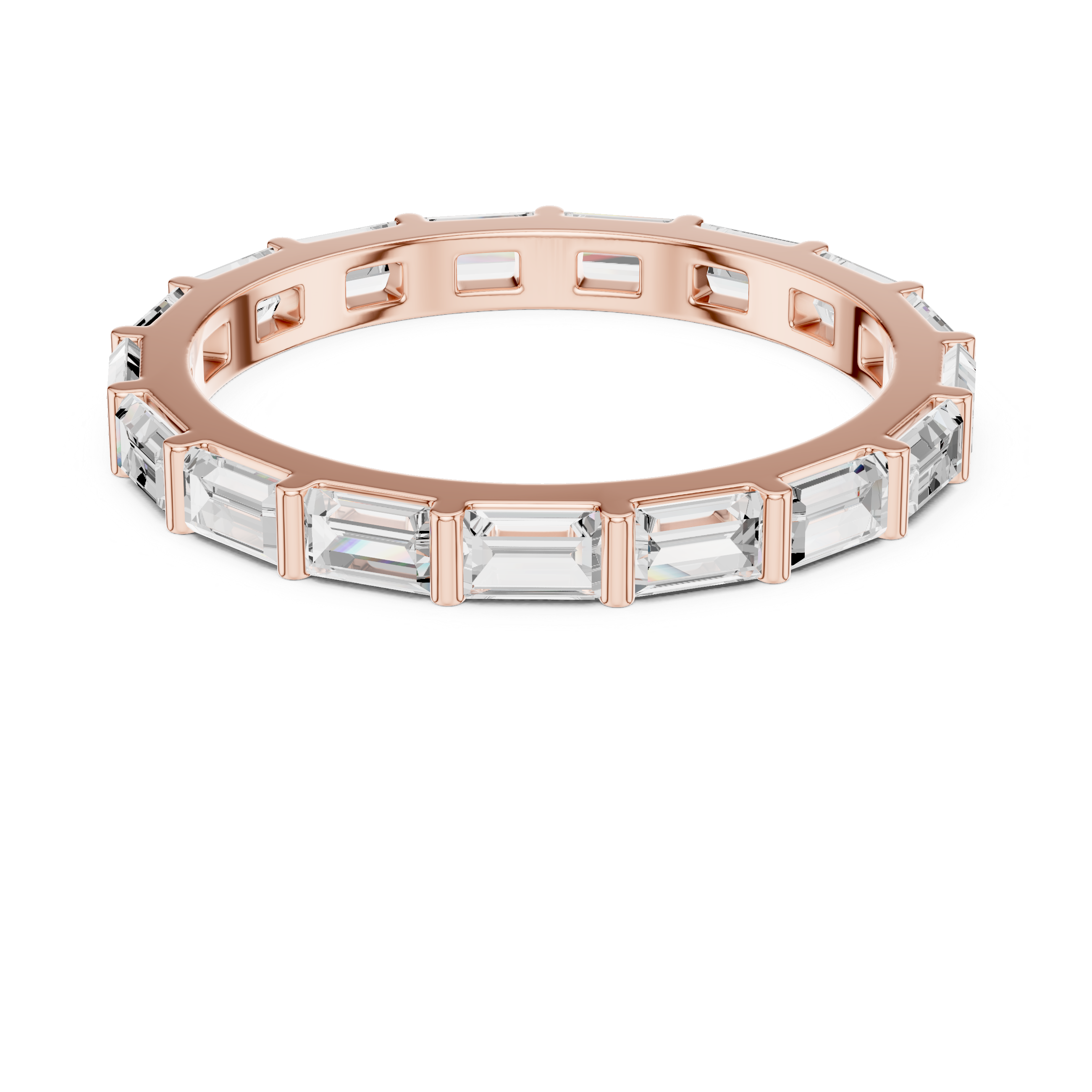 2.2 mm Baguette or Emerald cut Moissanite Band