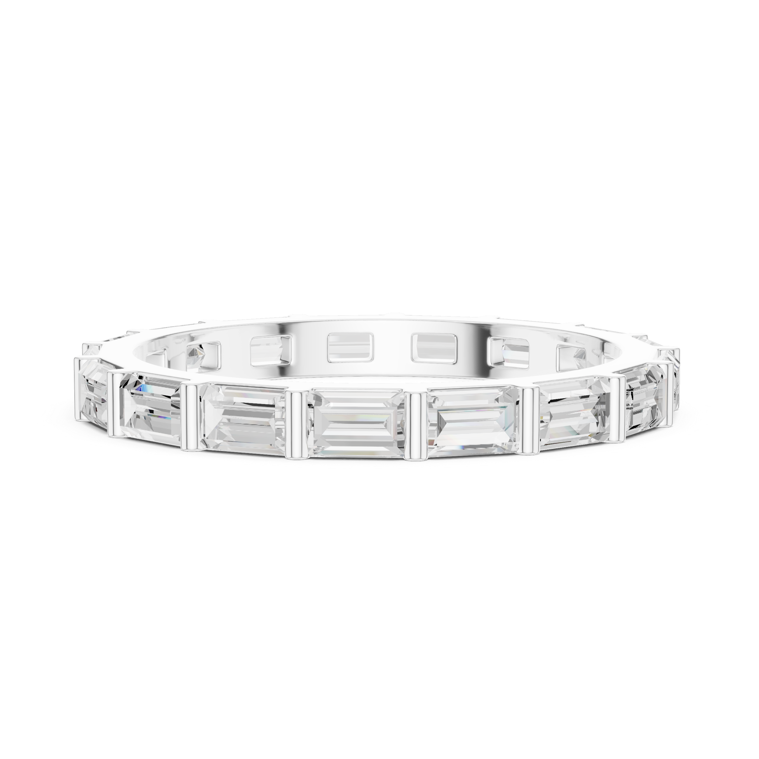 2.2 mm Baguette or Emerald cut Moissanite Band
