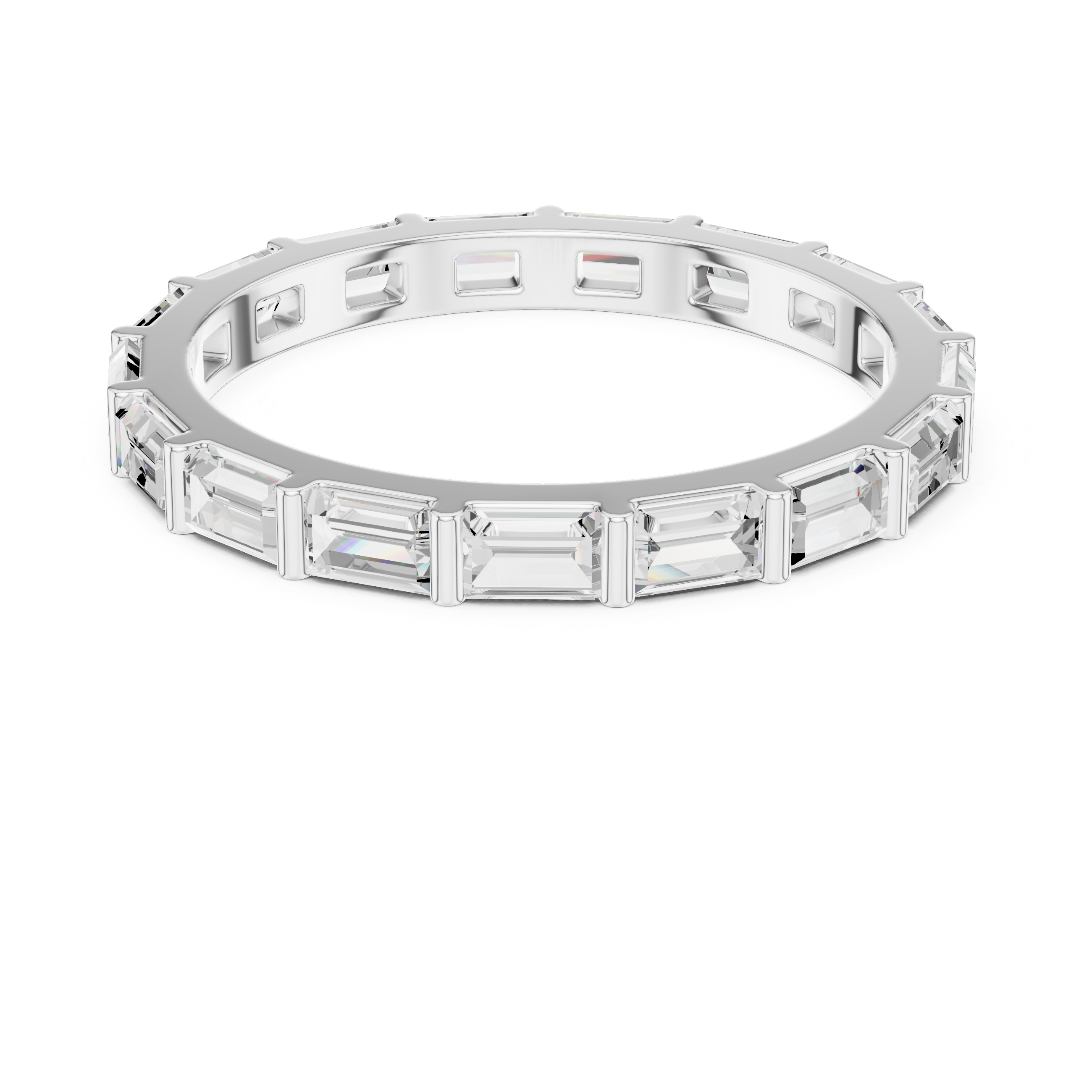 2.2 mm Baguette or Emerald cut Moissanite Band