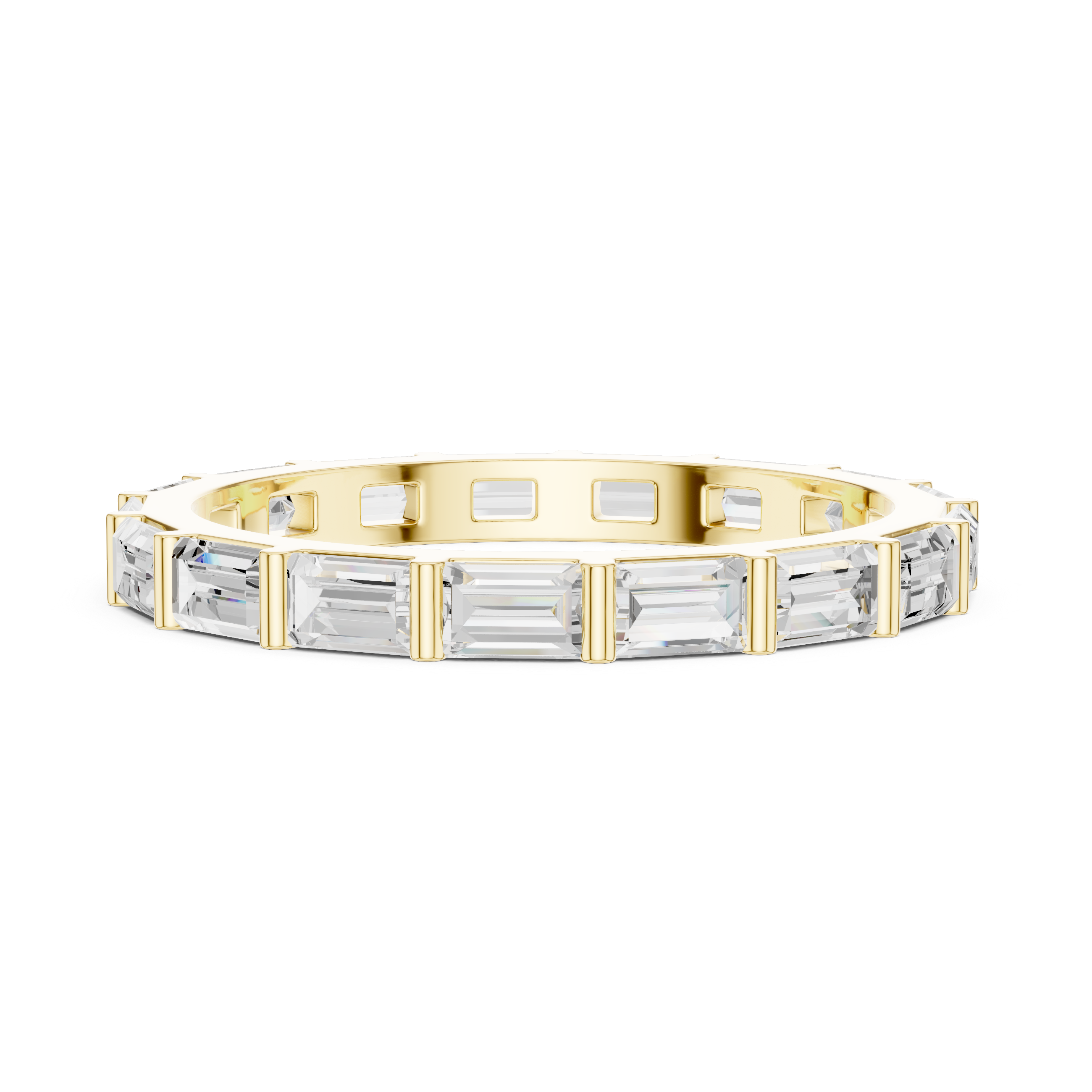 2.2 mm Baguette or Emerald cut Moissanite Band