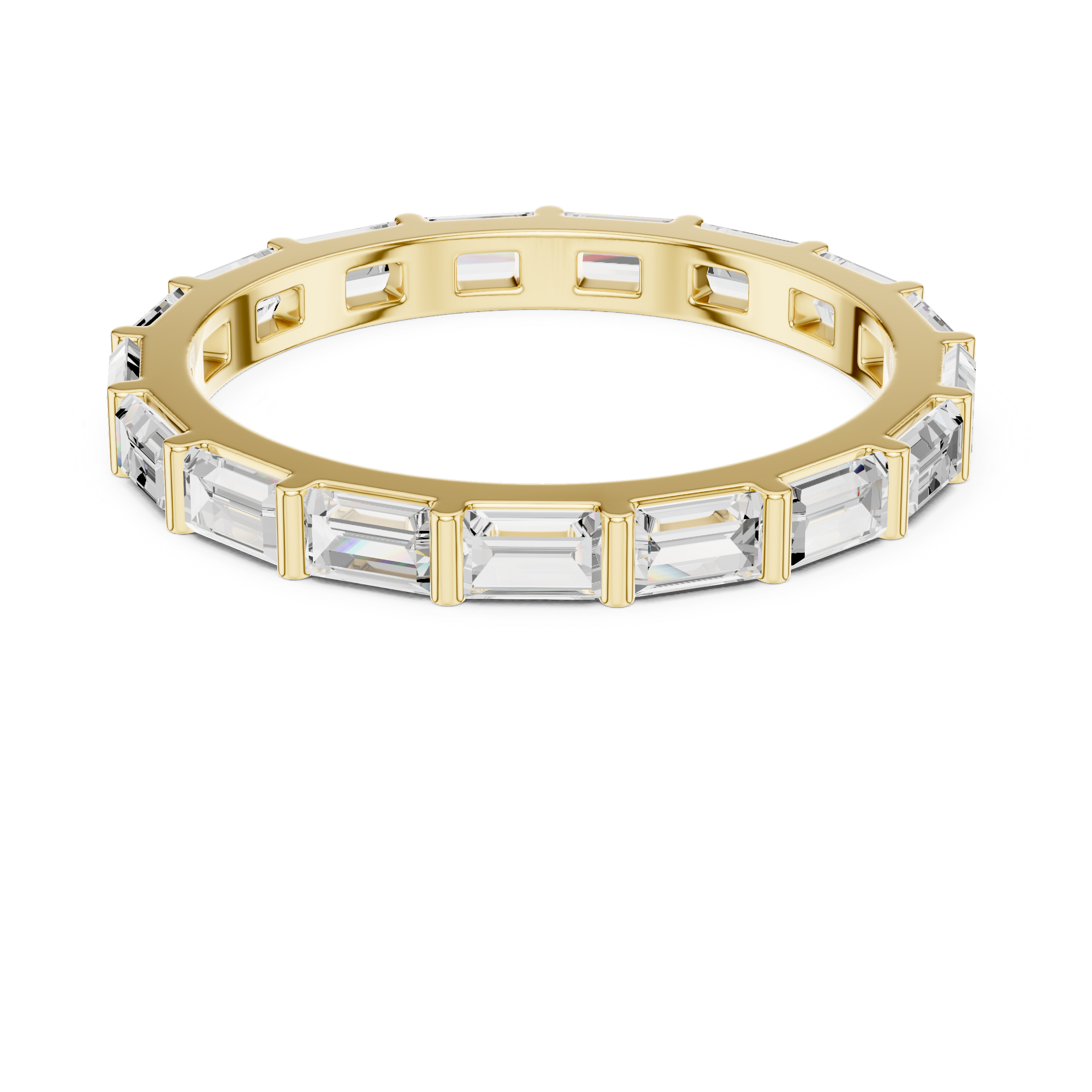 2.2 mm Baguette or Emerald cut Moissanite Band