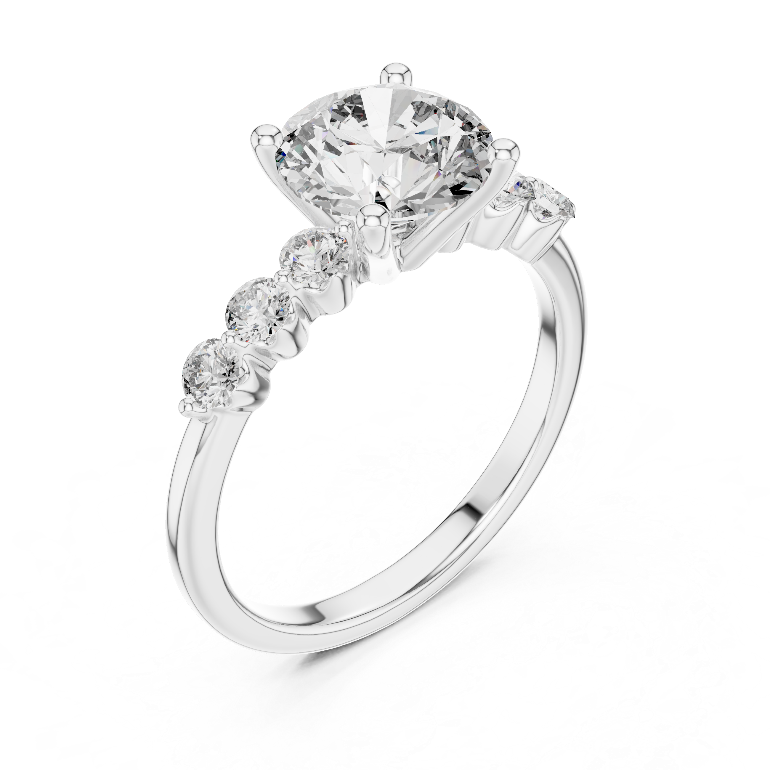 2.3 Carat Round Cut Radiant Moissanite Ring