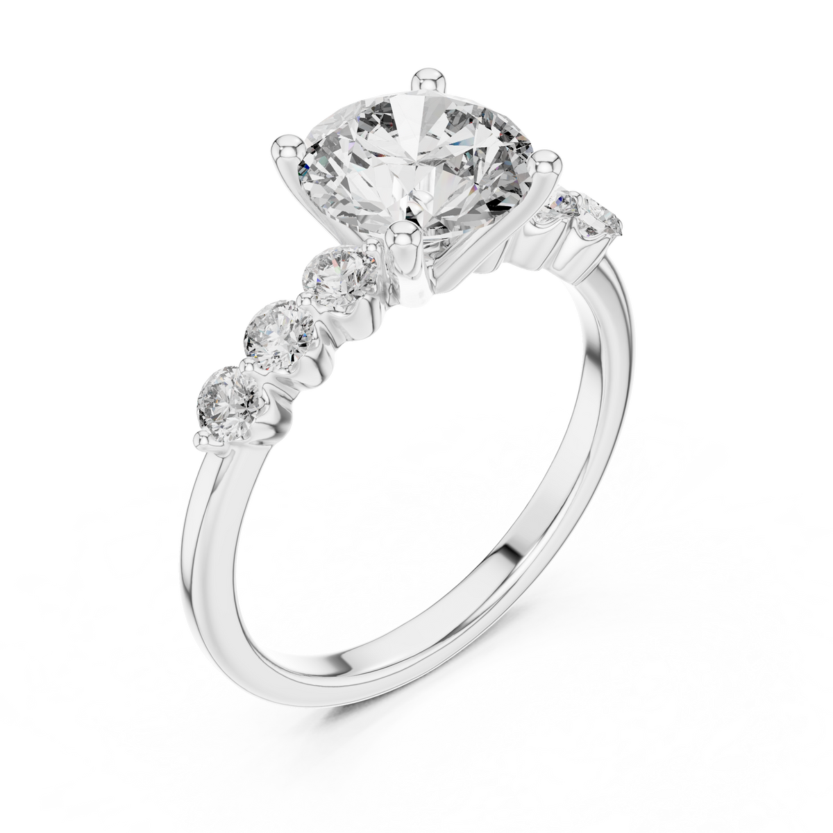 2.3 Carat Round Cut Radiant Moissanite Ring