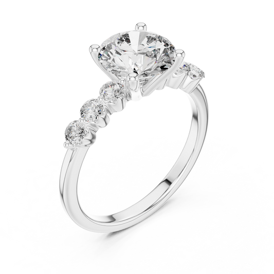 2.3 Carat Round Cut Radiant Moissanite Ring