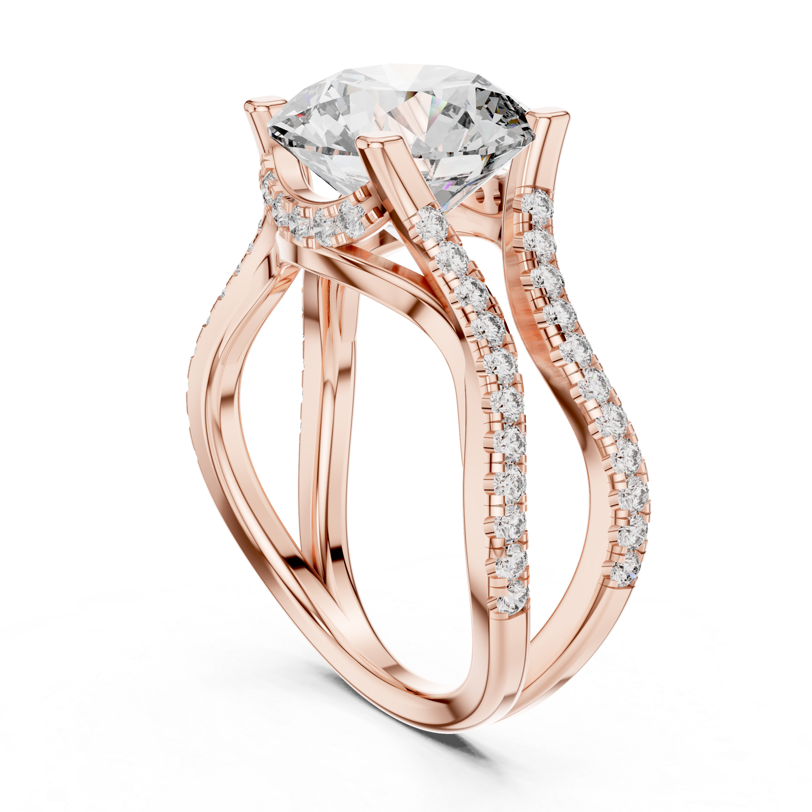 3.8 Carat Fancy Round Cut Moissanite Ring