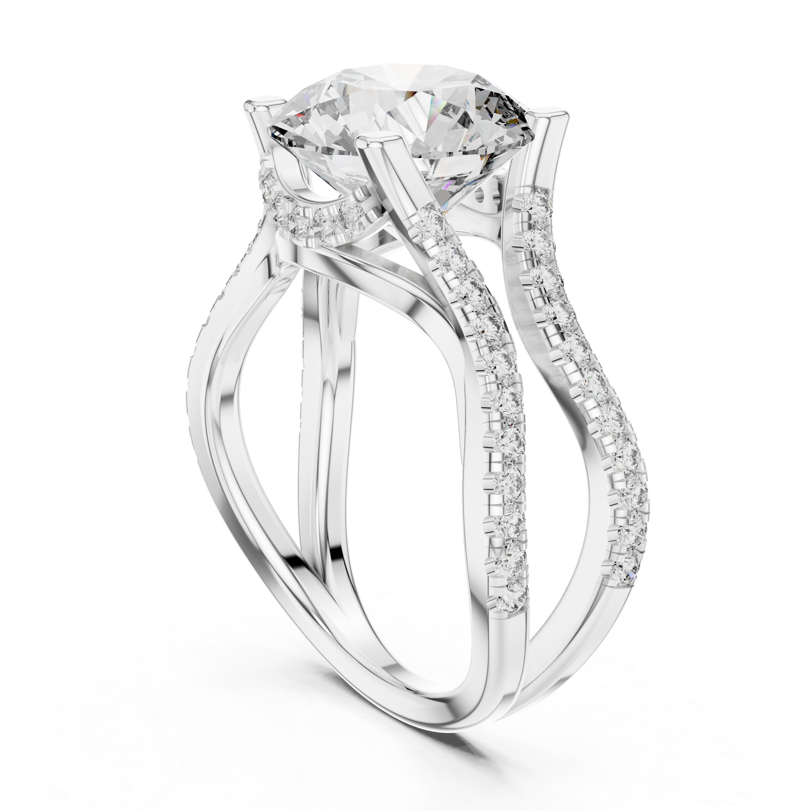 3.8 Carat Fancy Round Cut Moissanite Ring