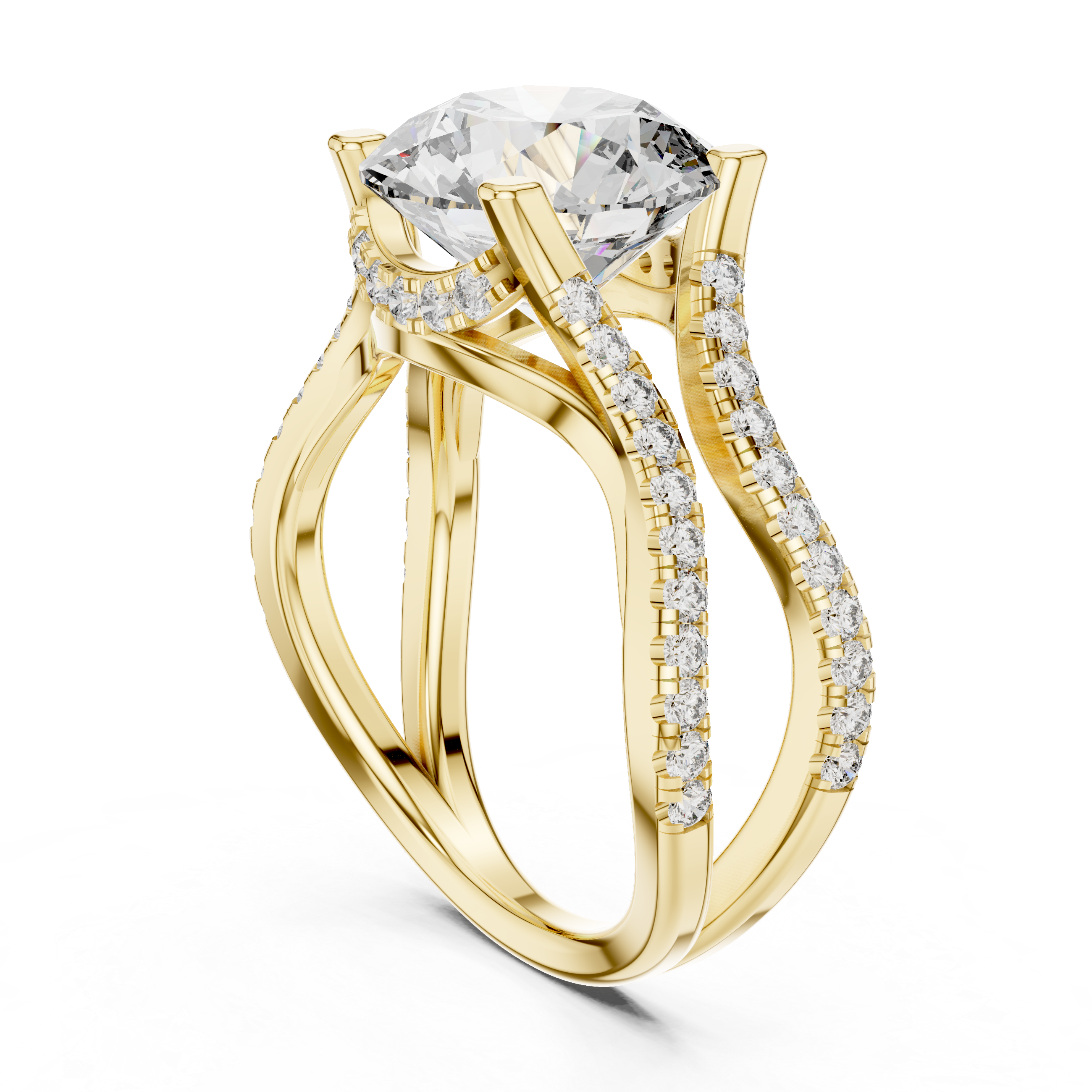 3.8 Carat Fancy Round Cut Moissanite Ring