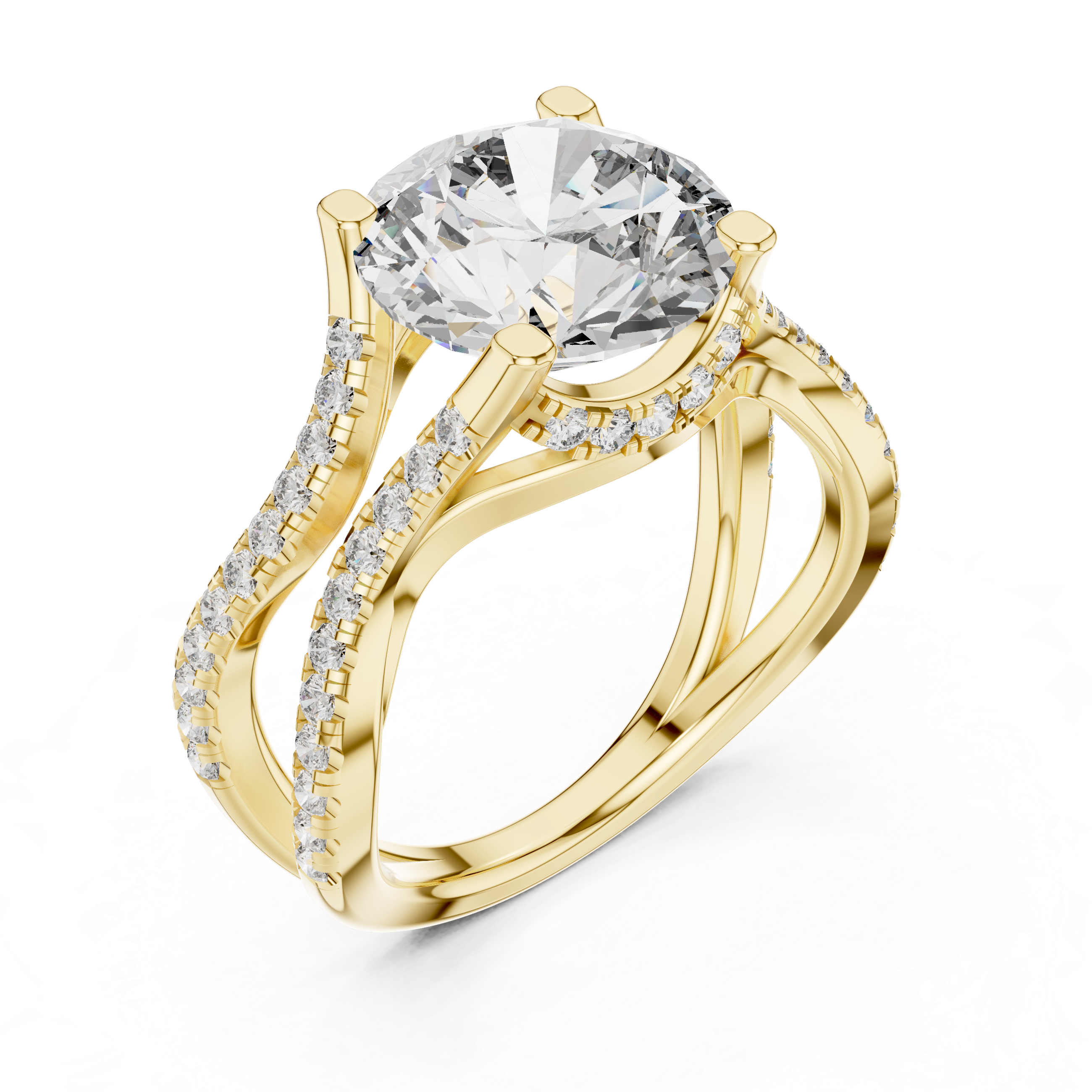 3.8 Carat Fancy Round Cut Moissanite Ring