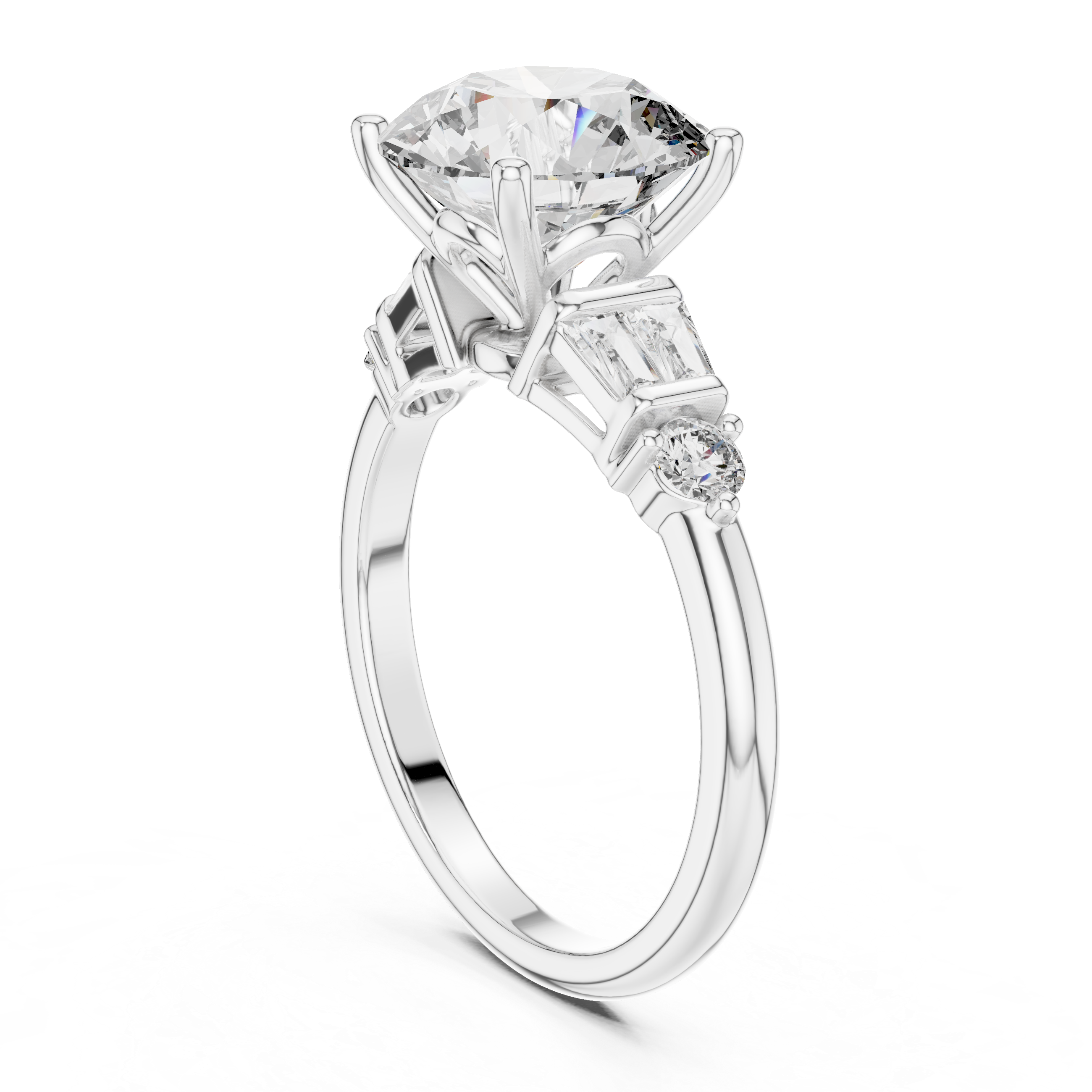 3.1 Carat Round Cut Lucent Moissanite Ring