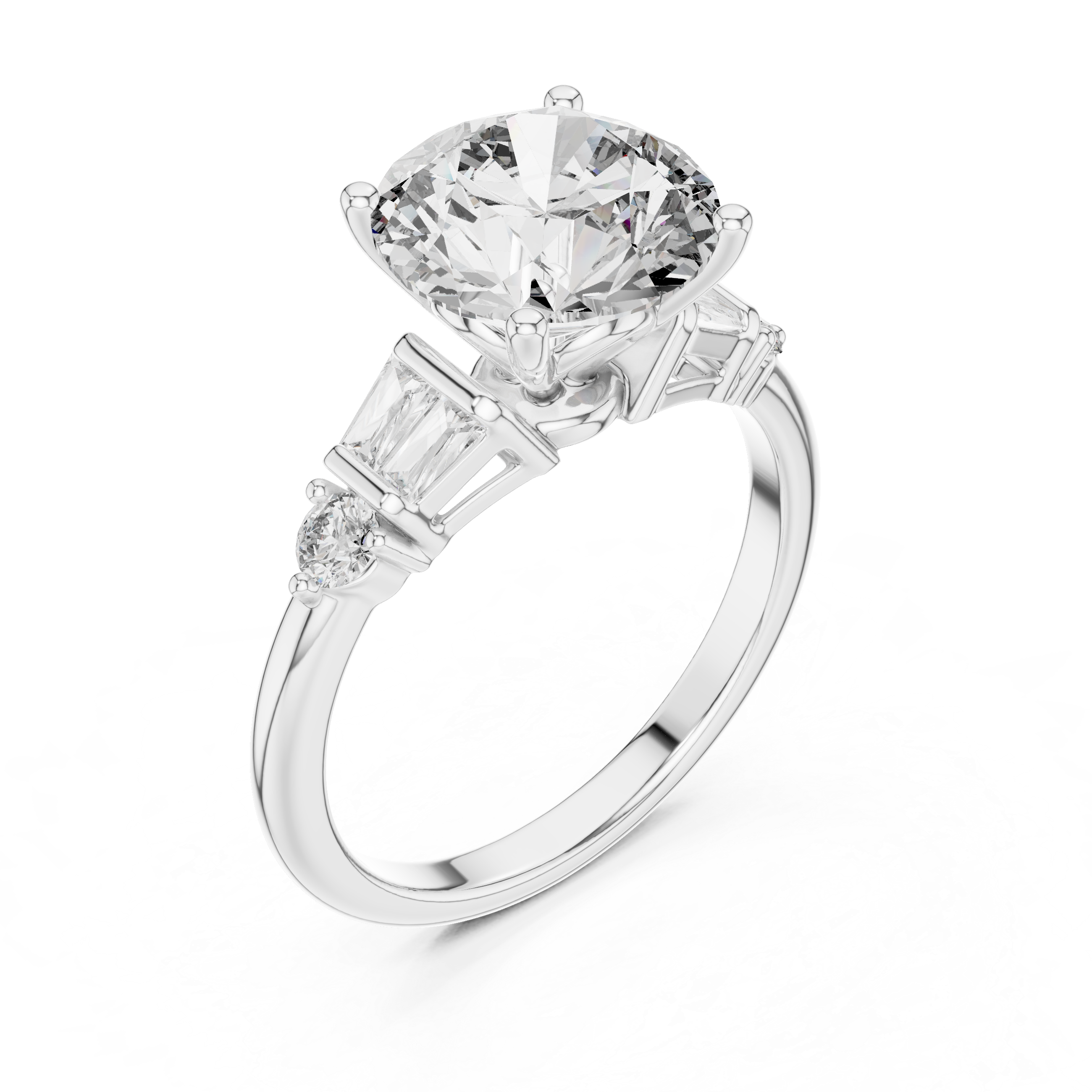 3.1 Carat Round Cut Lucent Moissanite Ring