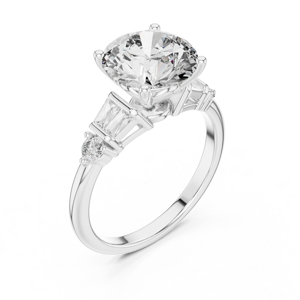 3.1 Carat Round Cut Lucent Moissanite Ring