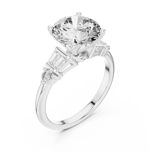 3.1 Carat Round Cut Lucent Moissanite Ring