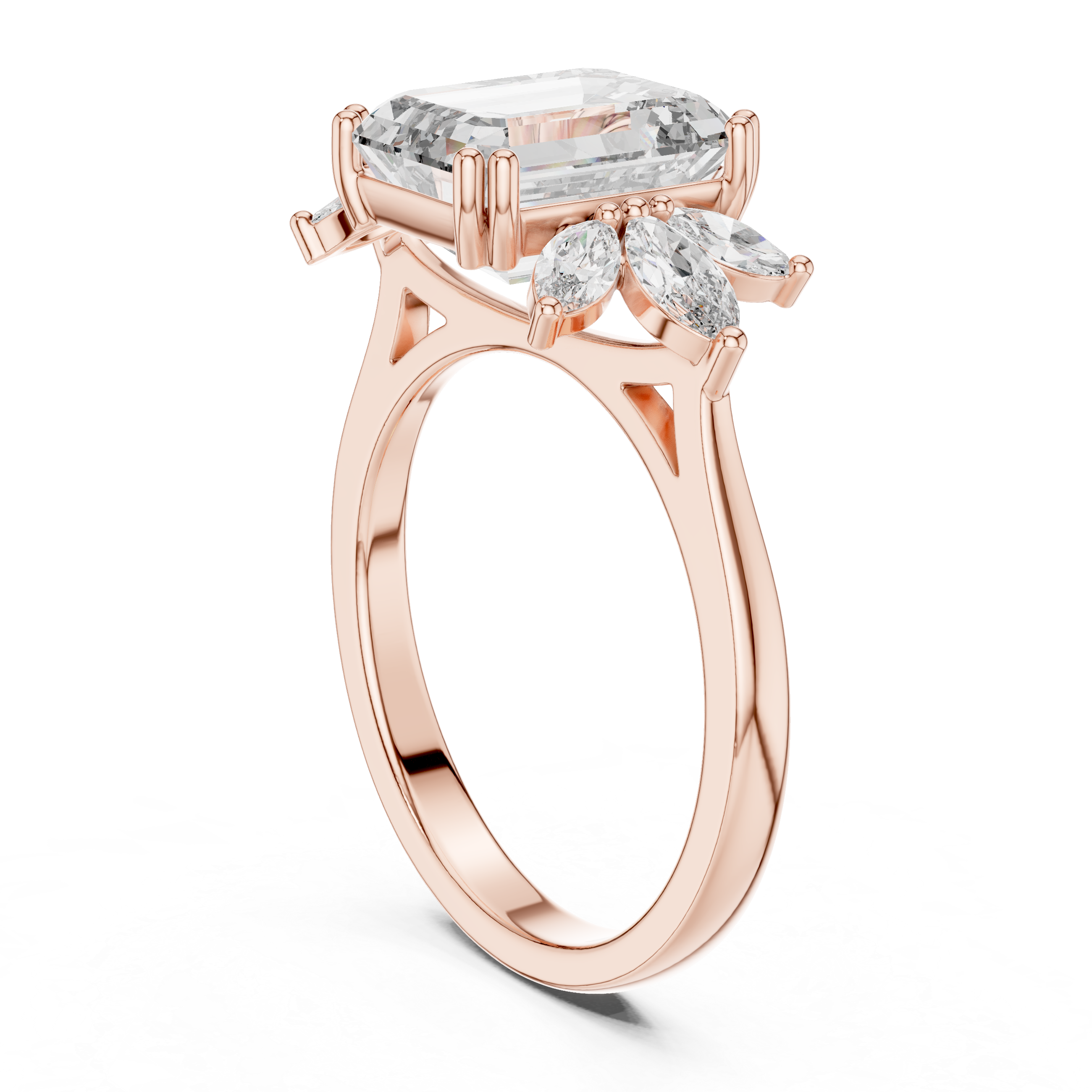 1.5 Carat Fancy Emerald Cut Moissanite Ring