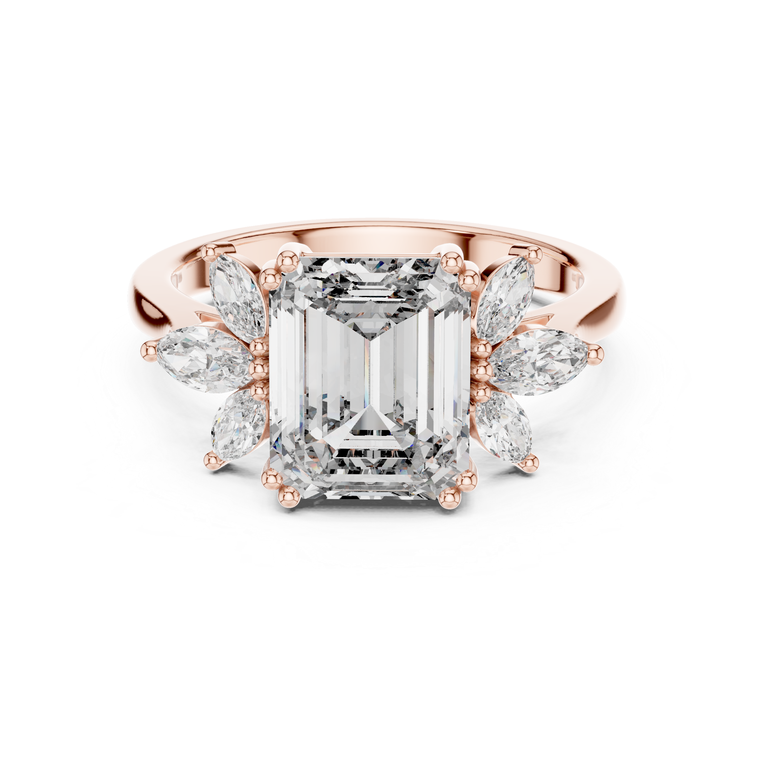 1.5 Carat Fancy Emerald Cut Moissanite Ring