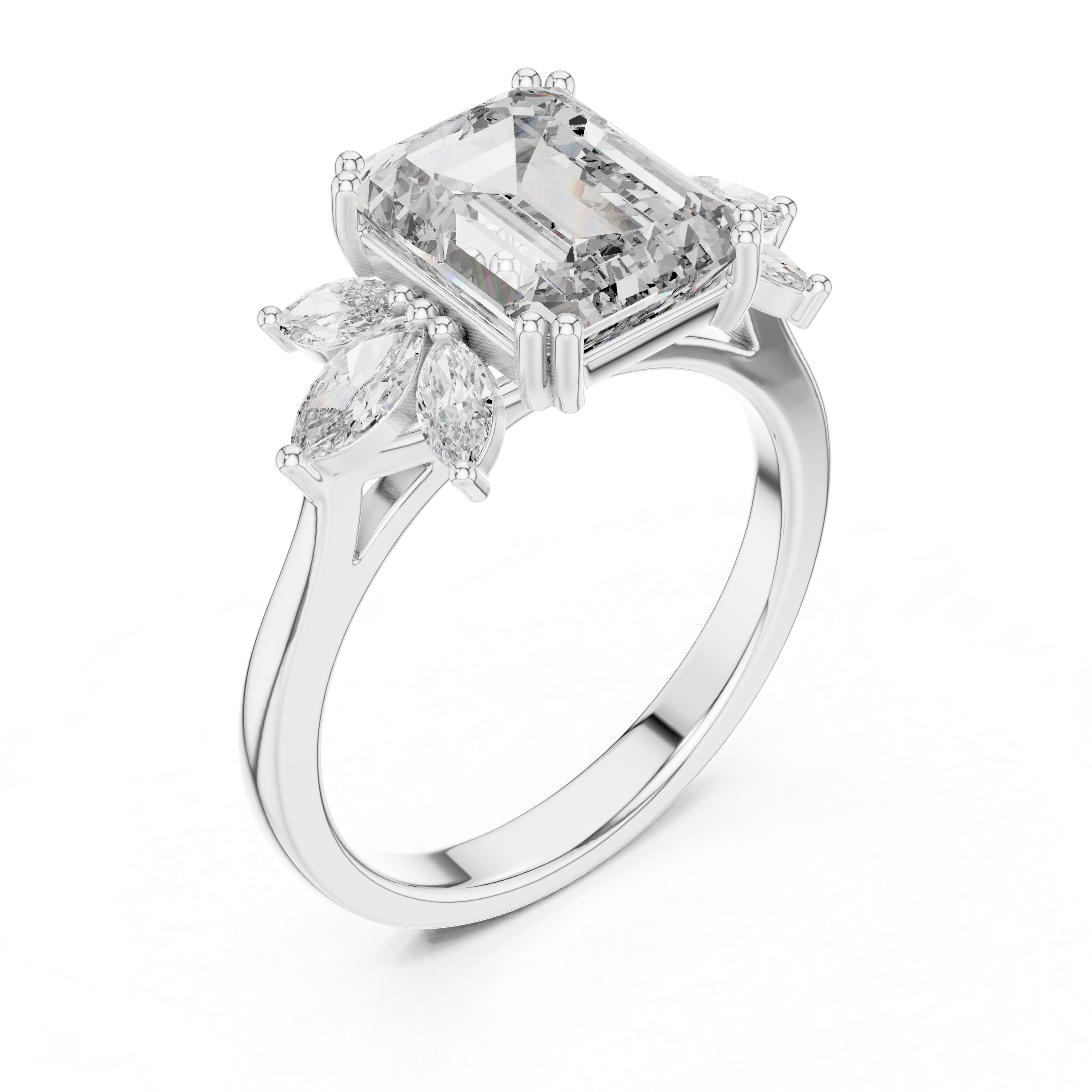 1.5 Carat Fancy Emerald Cut Moissanite Ring