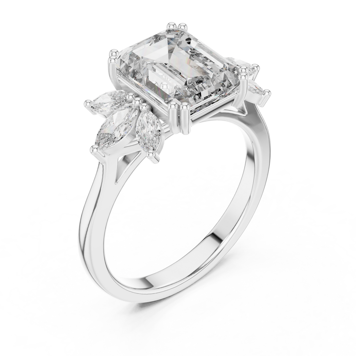 1.5 Carat Fancy Emerald Cut Moissanite Ring