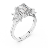 1.5 Carat Fancy Emerald Cut Moissanite Ring
